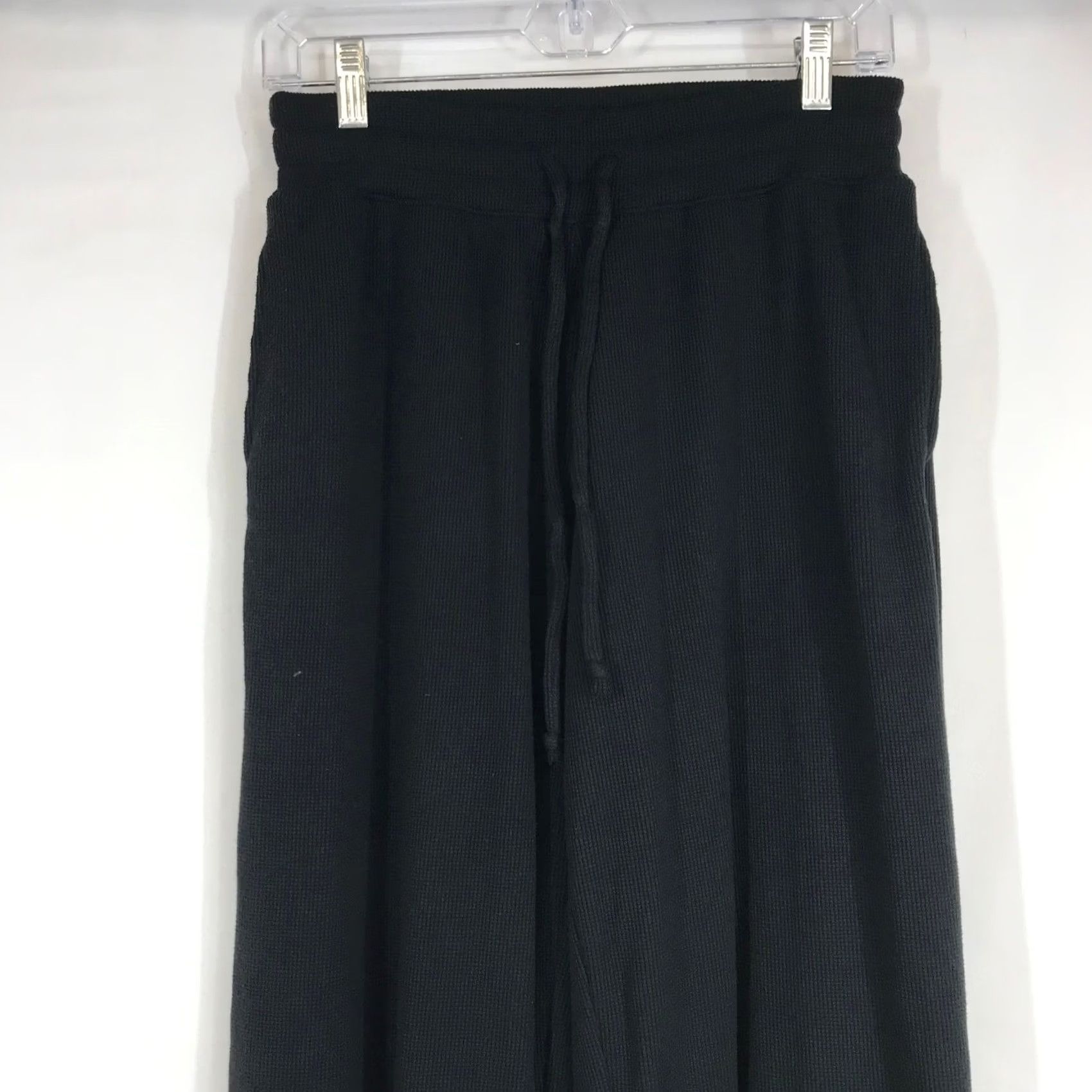 Vintage Gilly Hicks Women Jogger Black Tapered Waffle Knit Thermal Drawstring Long Size S Tall Size 28" / US 6 / IT 42 - 2 Thumbnail