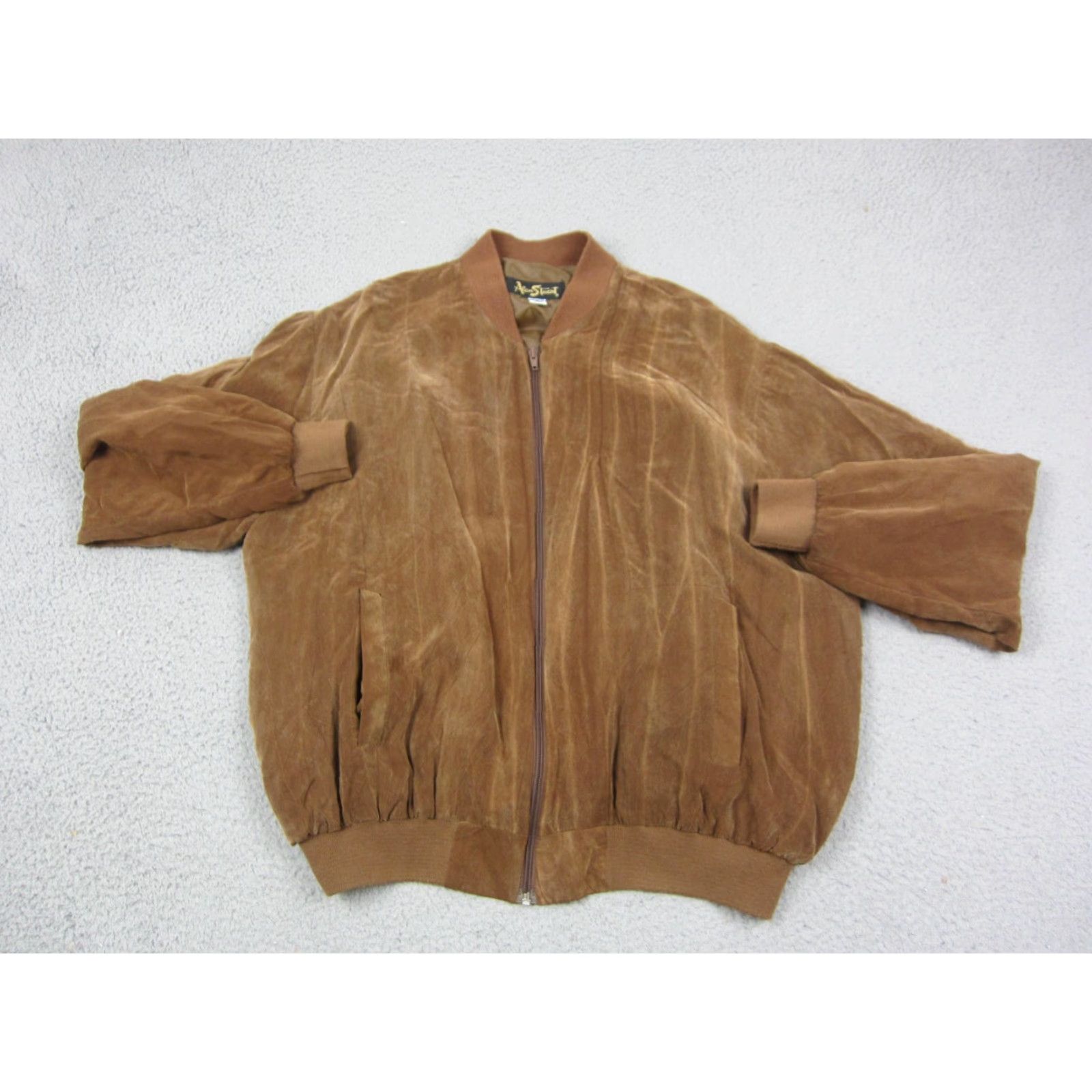 Velvet VINTAGE Alan Stuart Mens XL Brown Bomber Jacket Full Zip Velvet Made in USA Size US XL / EU 56 / 4 - 2 Thumbnail