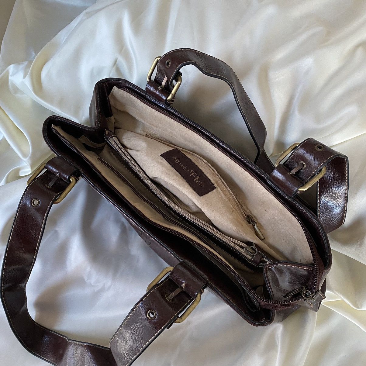 Vintage Vintage brown leatherette shoulder bag Size ONE SIZE - 6 Thumbnail