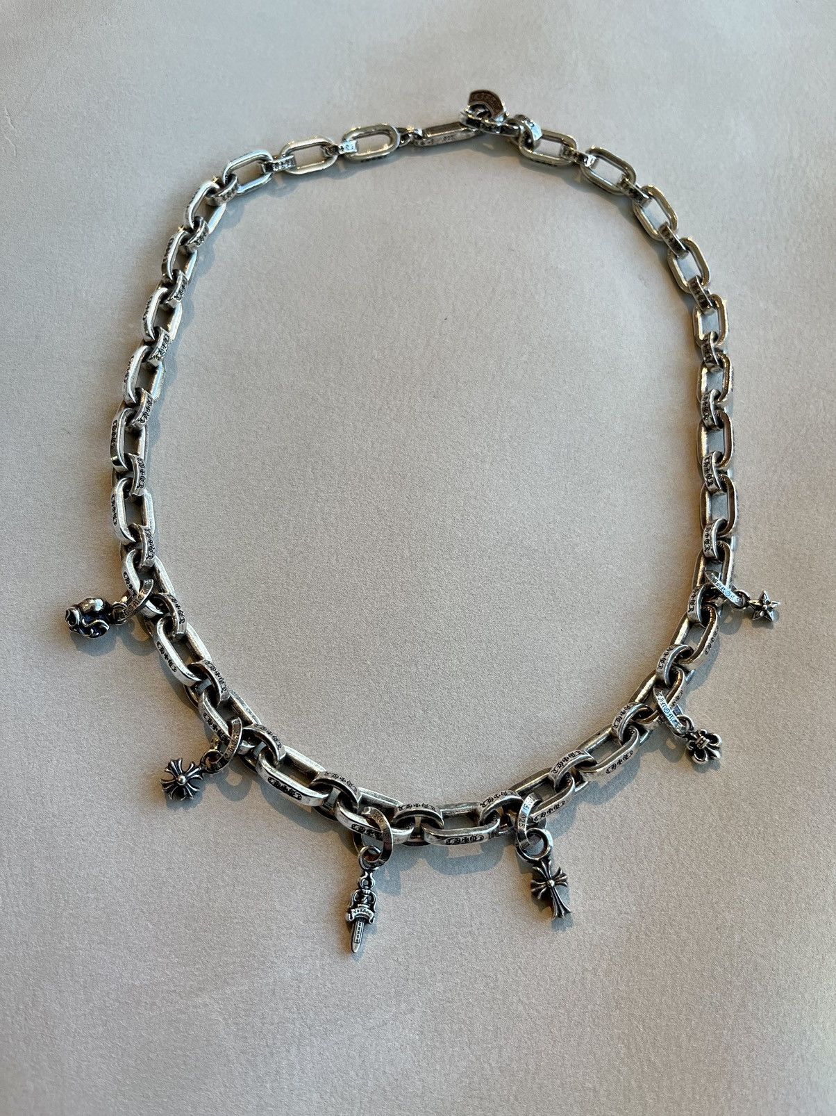 Chrome Hearts Paper E Chain Multi-motif Necklace, 20” | Grailed Chrome Hearts Paper E Chain Multi-motif Necklace, 20” | Grailed
