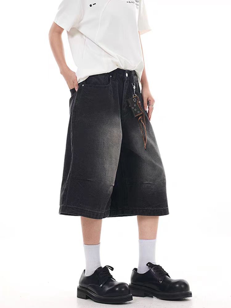 Japanese Brand × Vintage Washed Black Street Hip Hop Baggy Denim Shorts Size US 33 - 2 Thumbnail