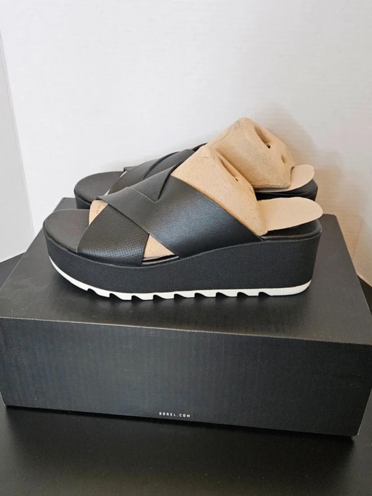 SOREL SOREL Women's Cameron Flatform Mule Sandals Black, Size 10 Size US 10 / IT 40 - 3 Thumbnail