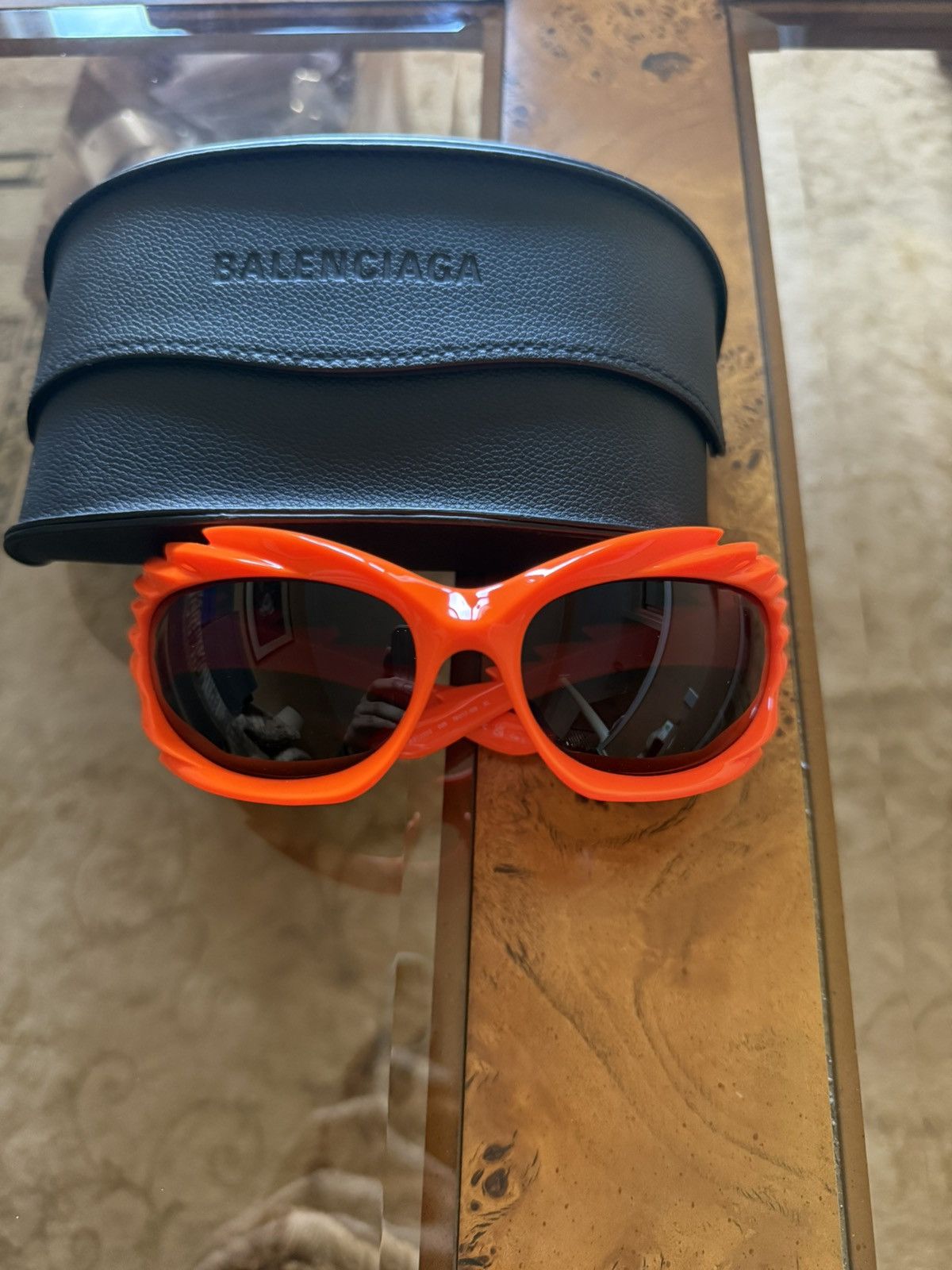 Balenciaga Balenciaga Spike Rectangle Glasses Orange Size ONE SIZE - 3 Thumbnail