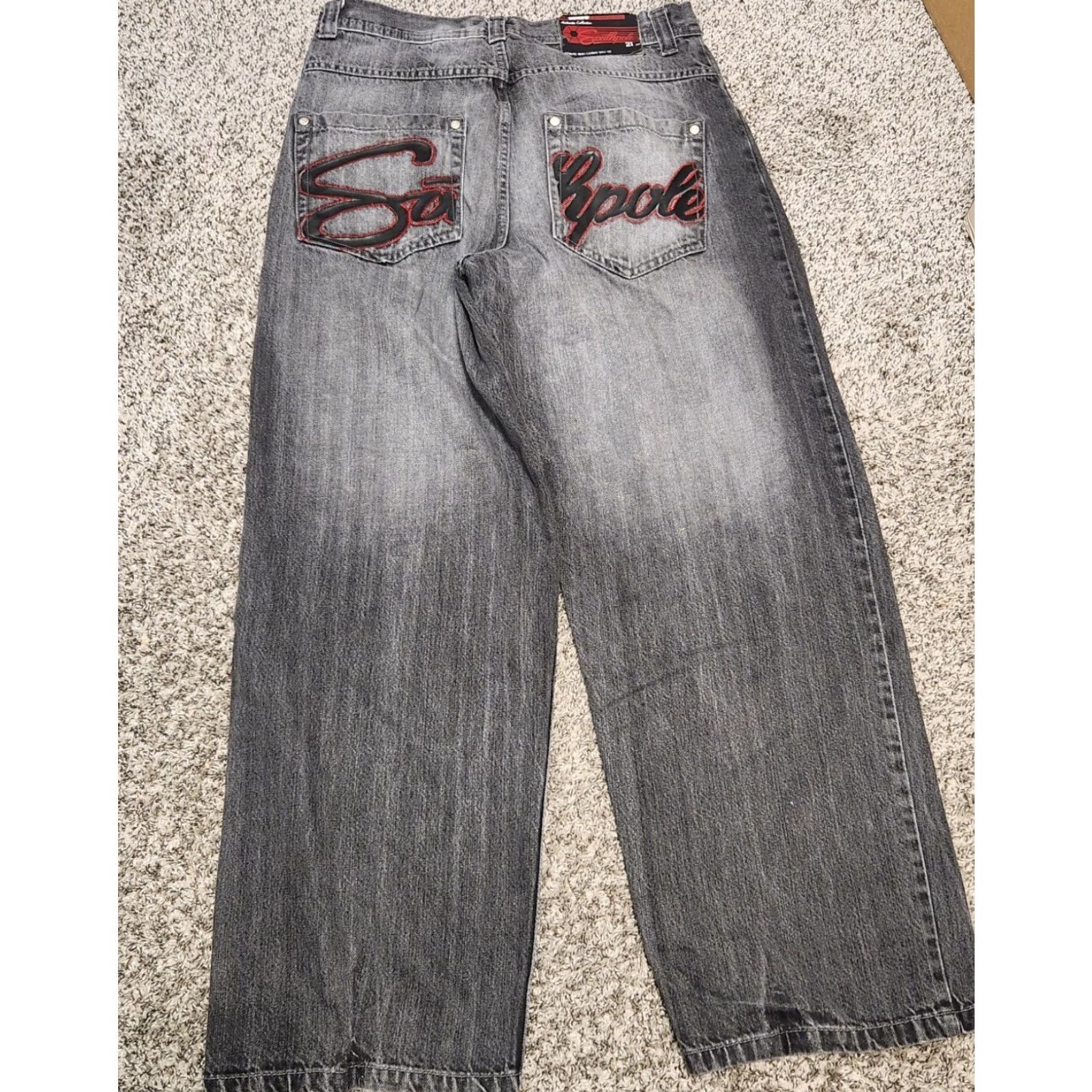 Southpole VINTAGE Southpole Baggy Jeans 34x30 Black Embroidered Jinco Style Men Jeans 34 Mens Retro Rare Back SPELL-OUT Size US 34 / EU 50 - 2 Thumbnail