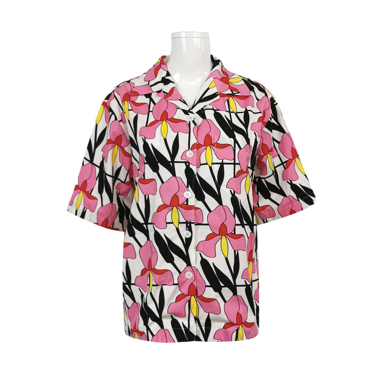 Prada Prada Colorful Floral Logo Short Sleeve Shirt 0089 Size S / US 4 / IT 40 - 1 Thumbnail