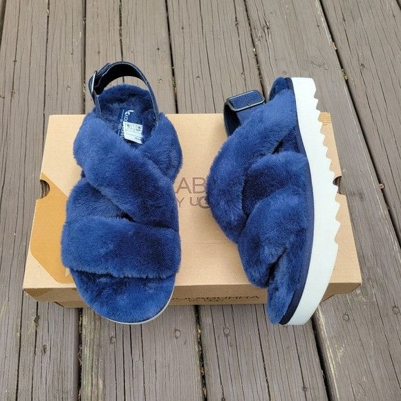 Ugg Ugg Australia Fuzz-ee Insignia Blue Faux Fur Fuzzy Fluffy Sl Size US 8 / IT 38 - 2 Thumbnail