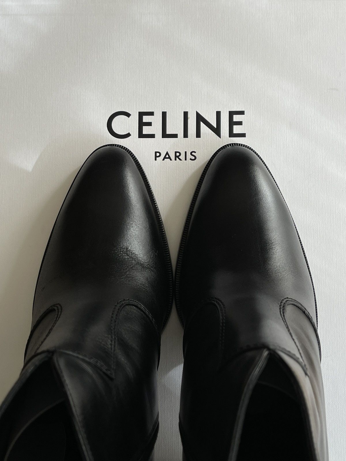 Celine × Hedi Slimane FW20 Pages 85 Zipped Boots In Shiny Calfskin Size US 8 / EU 41 - 2 Thumbnail