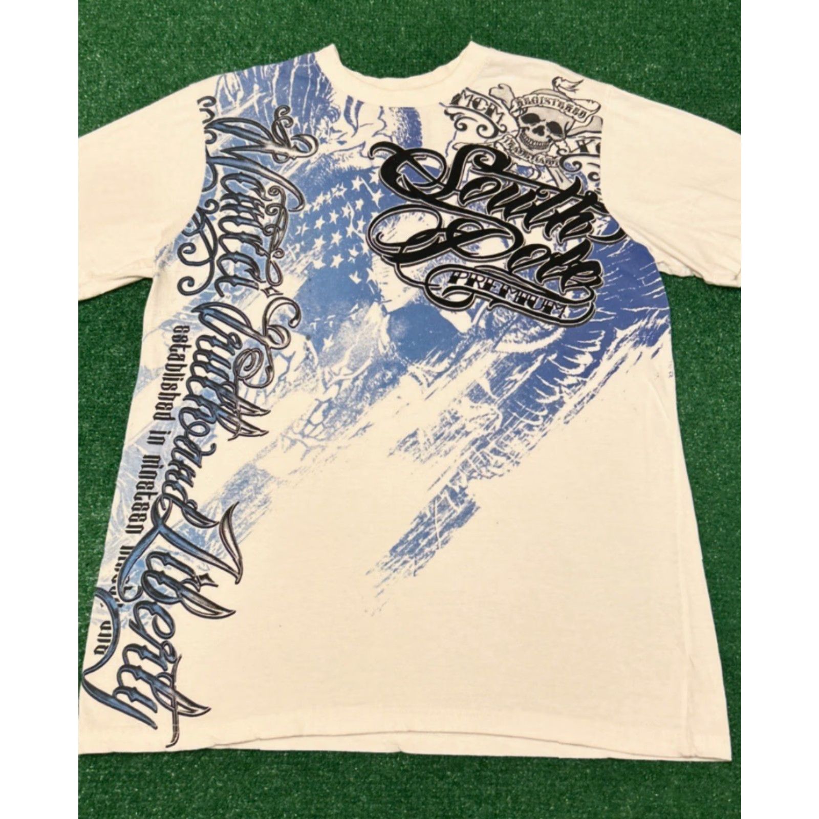Southpole VINTAGE Southpole T-Shirt Mens L White 90s Grunge Hip Hop Punk Y2K Wings Skull VTG Shirt Mens Size Large Punk Grunge Size US L / EU 52-54 / 3 - 4 Thumbnail