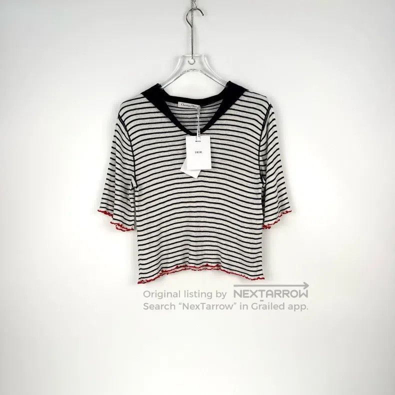 Dior Dior Navy collar striped letter short sleeve Size S / US 4 / IT 40 - 3 Thumbnail