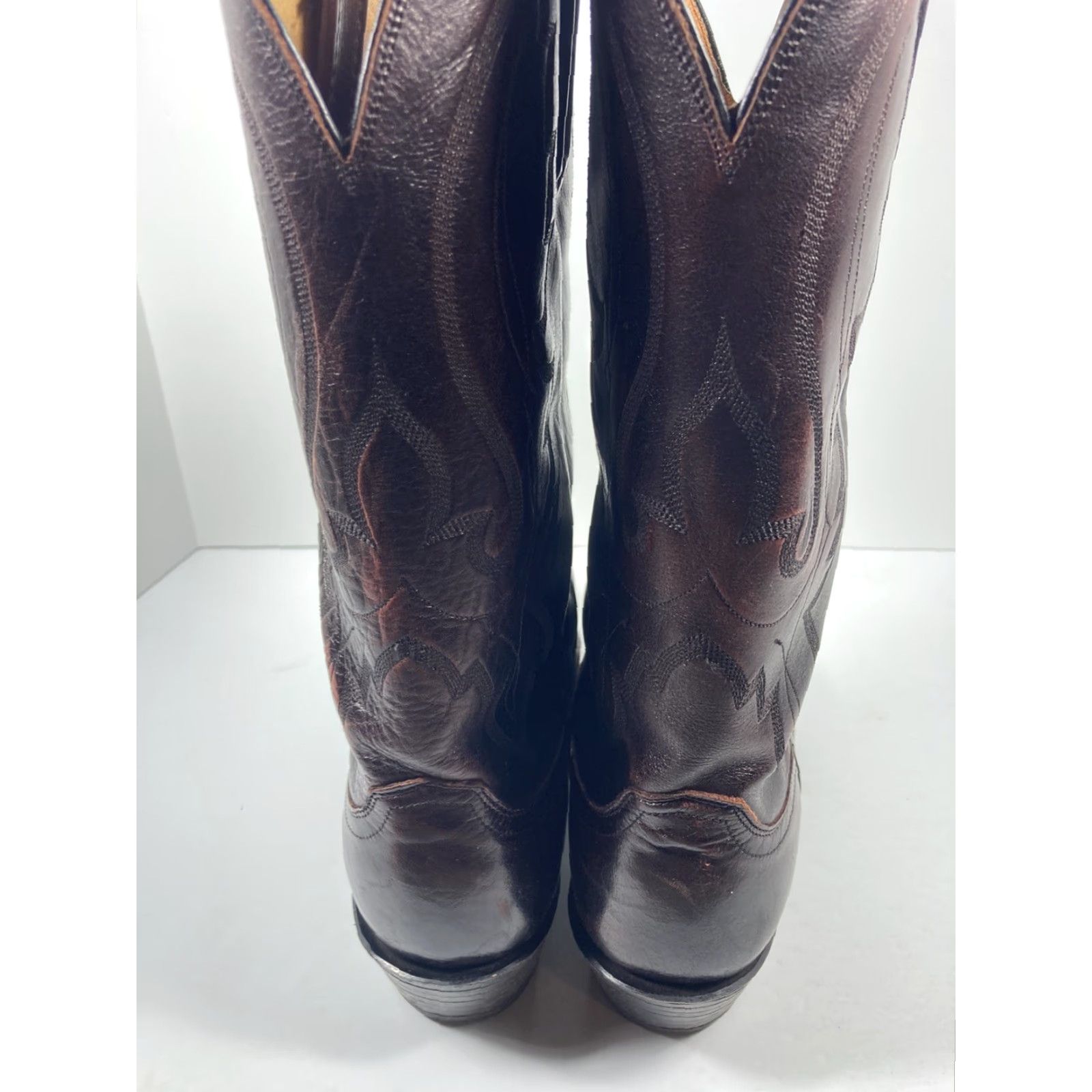 Vintage VINTAGE Lucchese Caiman Inlay Boots Men Size 9 EE Wide Black Cherry Leather N1508J4 VTG Size US 9 / EU 42 - 5 Thumbnail