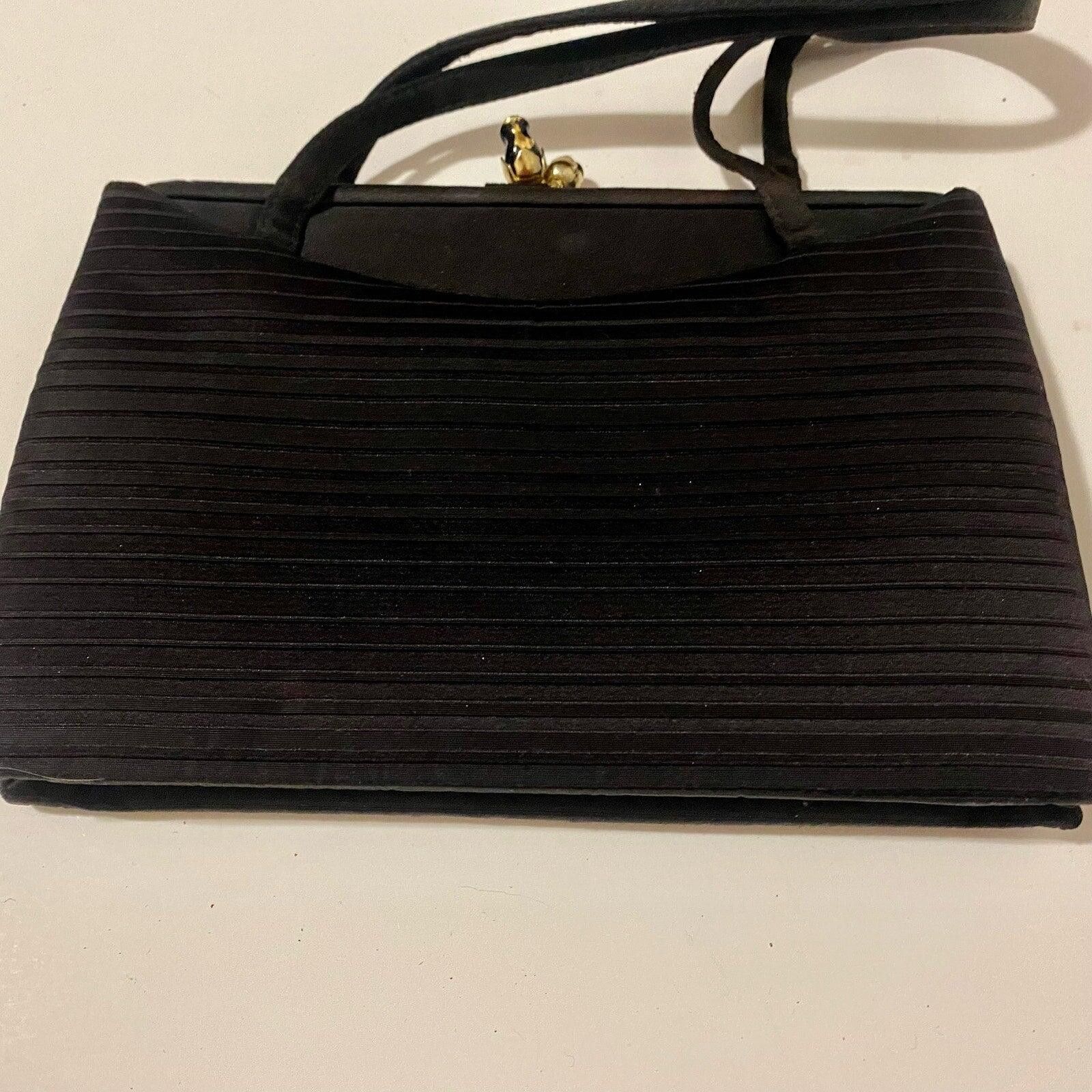 Other Crown Lewis Vintage Black Pleated Purse Evening Bag Size ONE SIZE - 2 Thumbnail