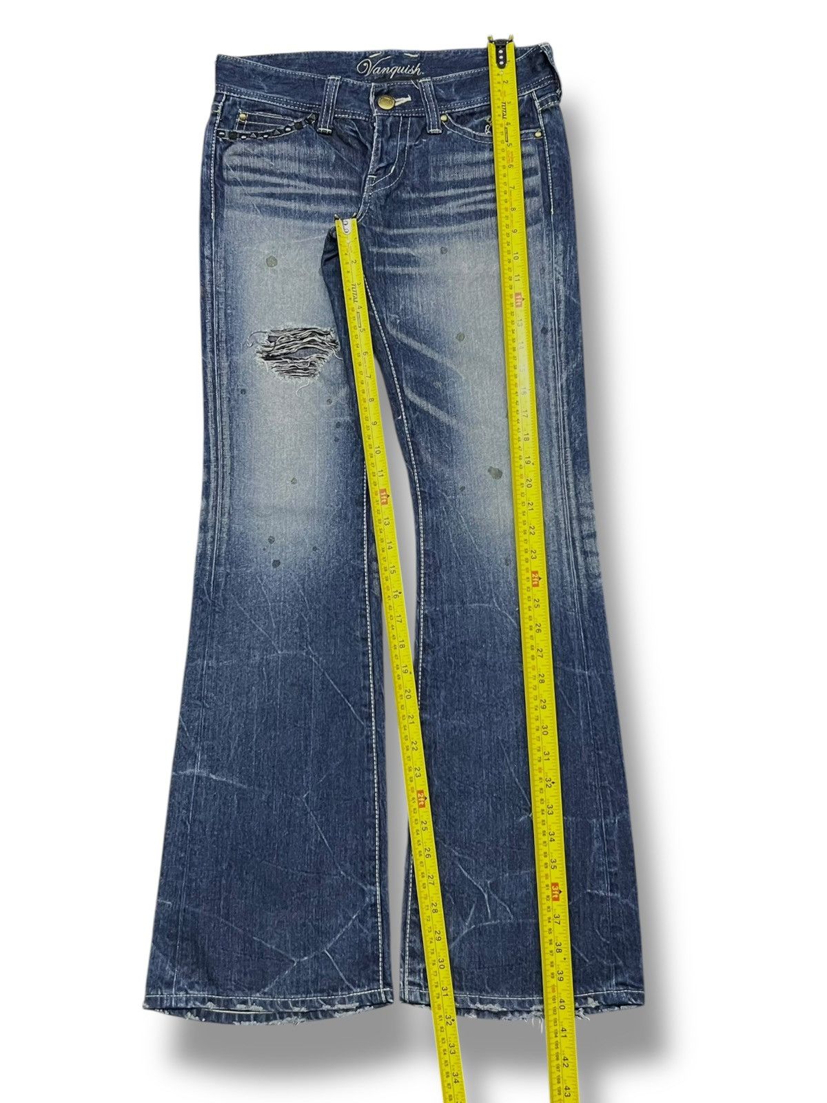 Vanquish Vanquish Studded Clawmark, Distressed Faded Acid Wash Flared Size US 29 - 15 Thumbnail