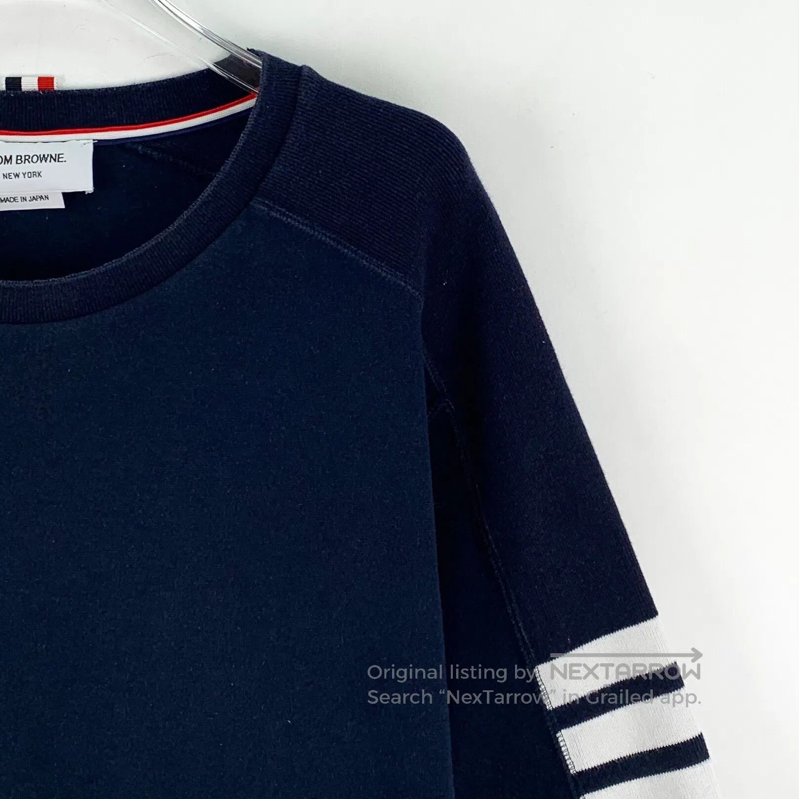 Thom Browne Thom Browne Navy Classic Four-Stripe Cotton Crewneck Short Size US L / EU 52-54 / 3 - 3 Thumbnail