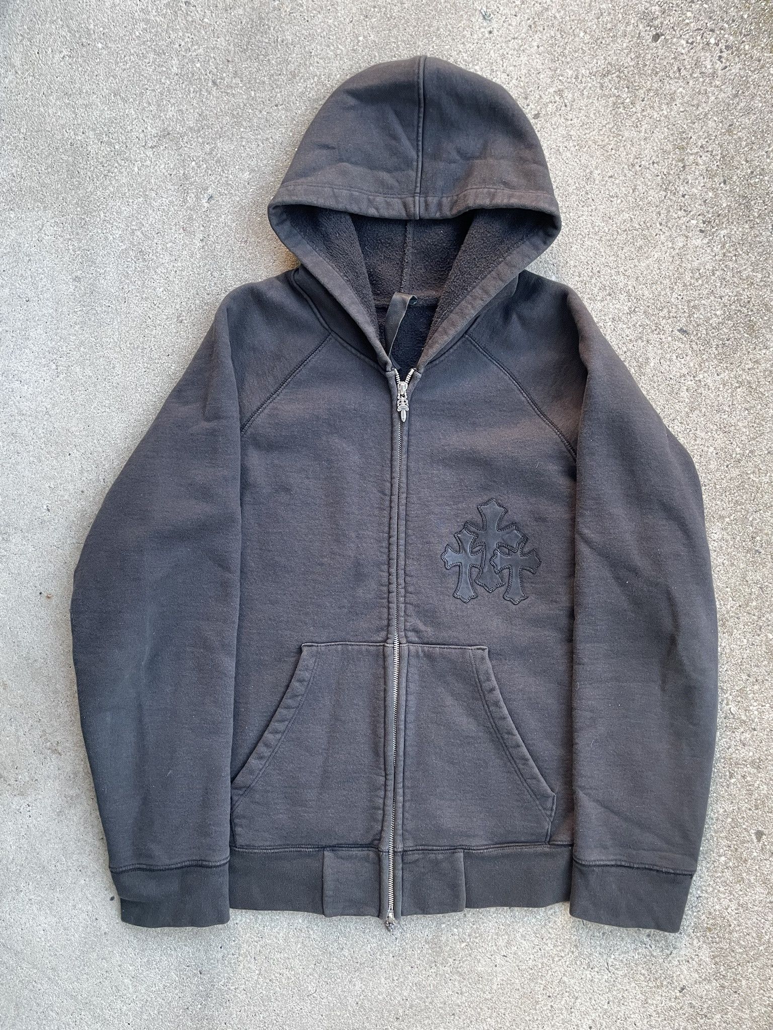 Chrome Hearts Triple Black Cross Paper Jam Zip Hoodie