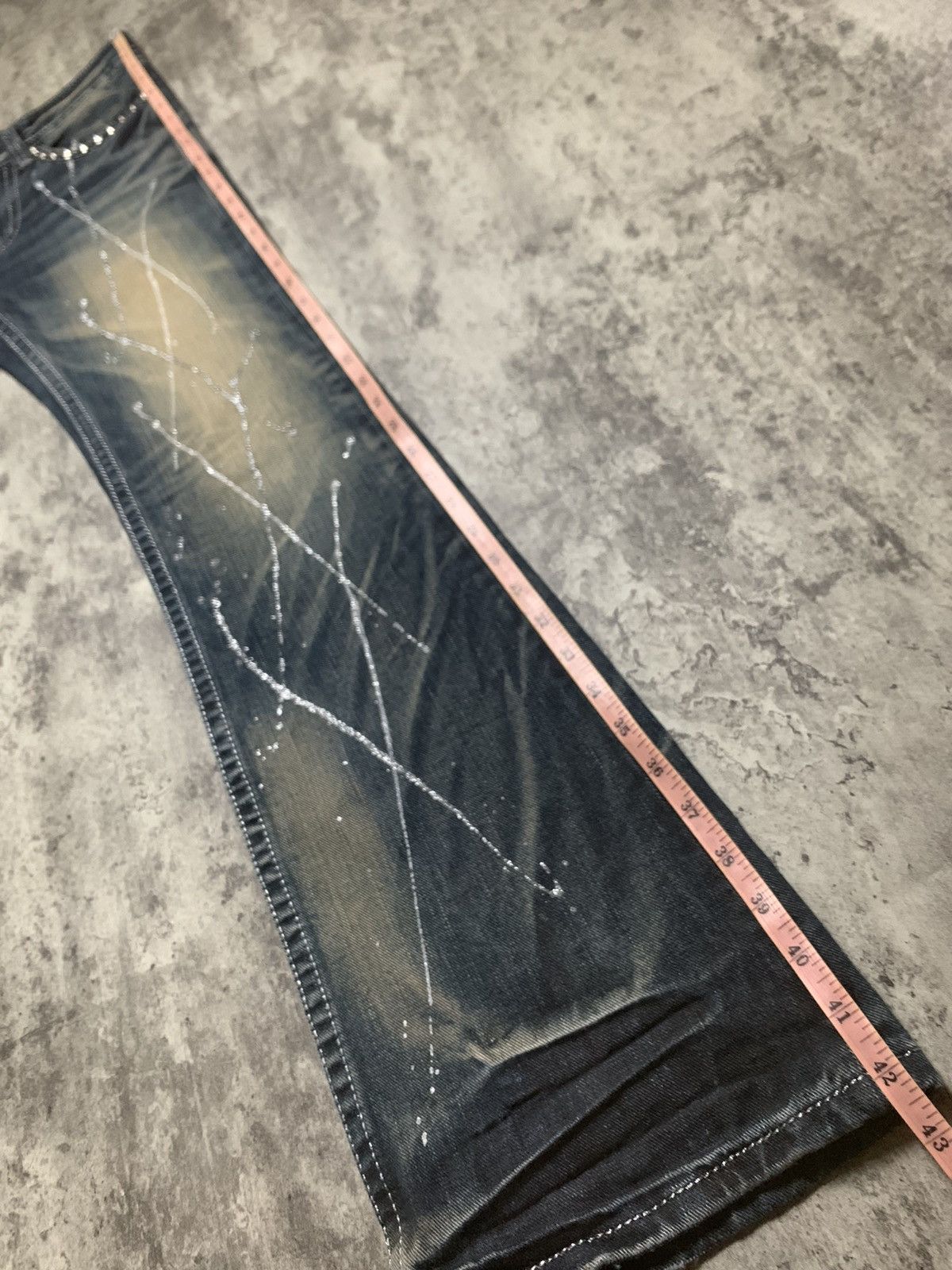 Tornado Mart Y2K Xfrm Studded Splatter Mud Wash Rusty Flare Pants Size US 30 / EU 46 - 14 Thumbnail