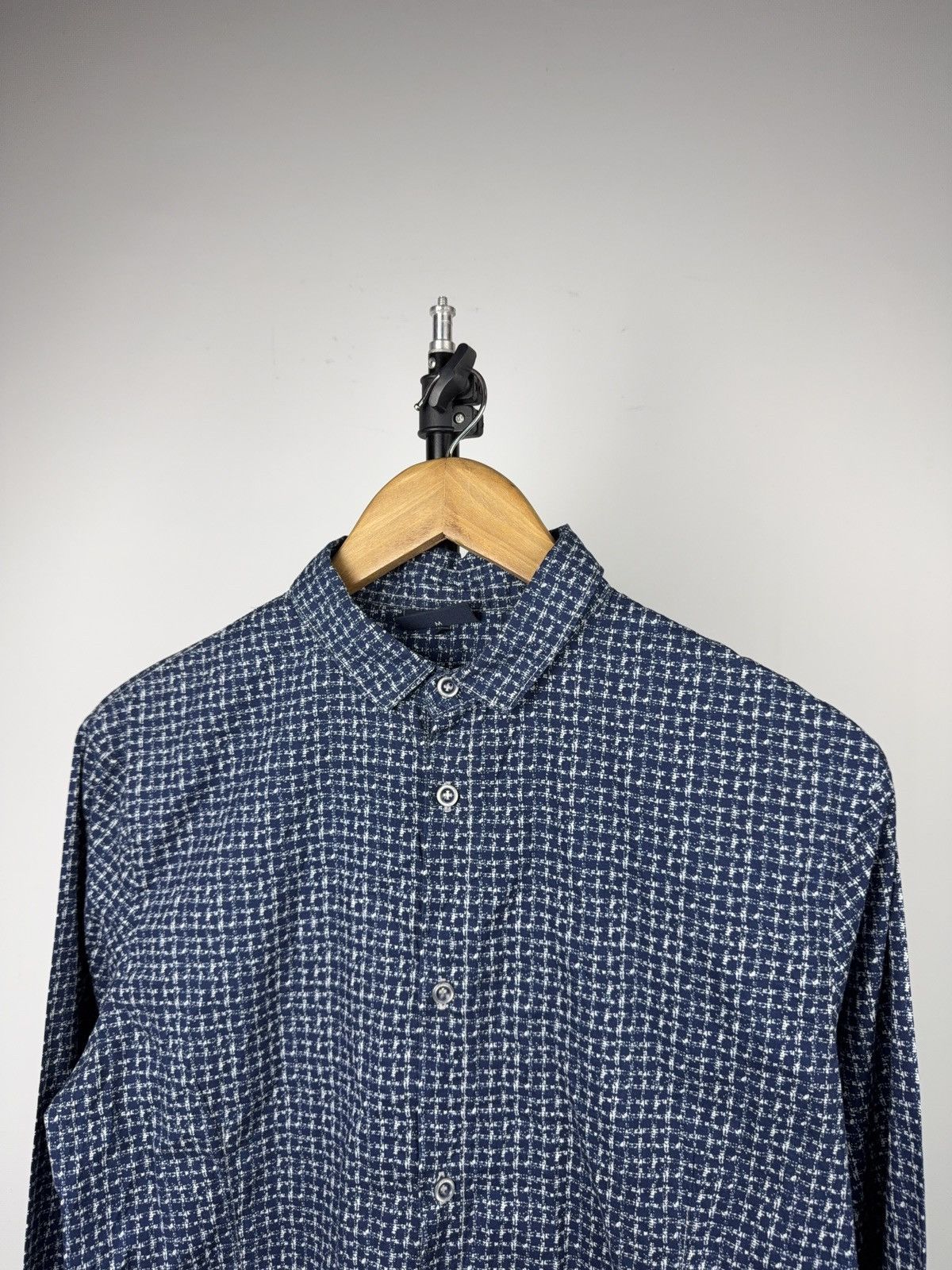Armani Luxury Armani Jeans AJ SlimTextured Blue Button Up Shirt Size US M / EU 48-50 / 2 - 2 Thumbnail
