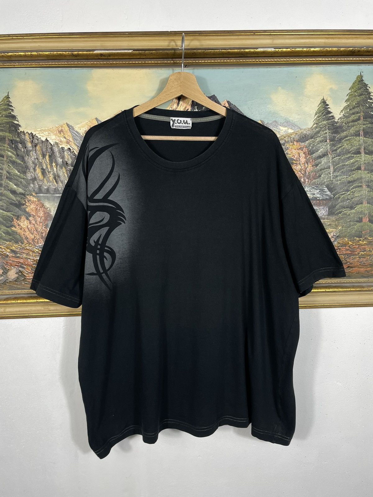 If Six Was Nine Vintage Y2k Black T-shirt Tee Tribal Affliction Avant Garde Size US XXL / EU 58 / 5 - 1 Thumbnail