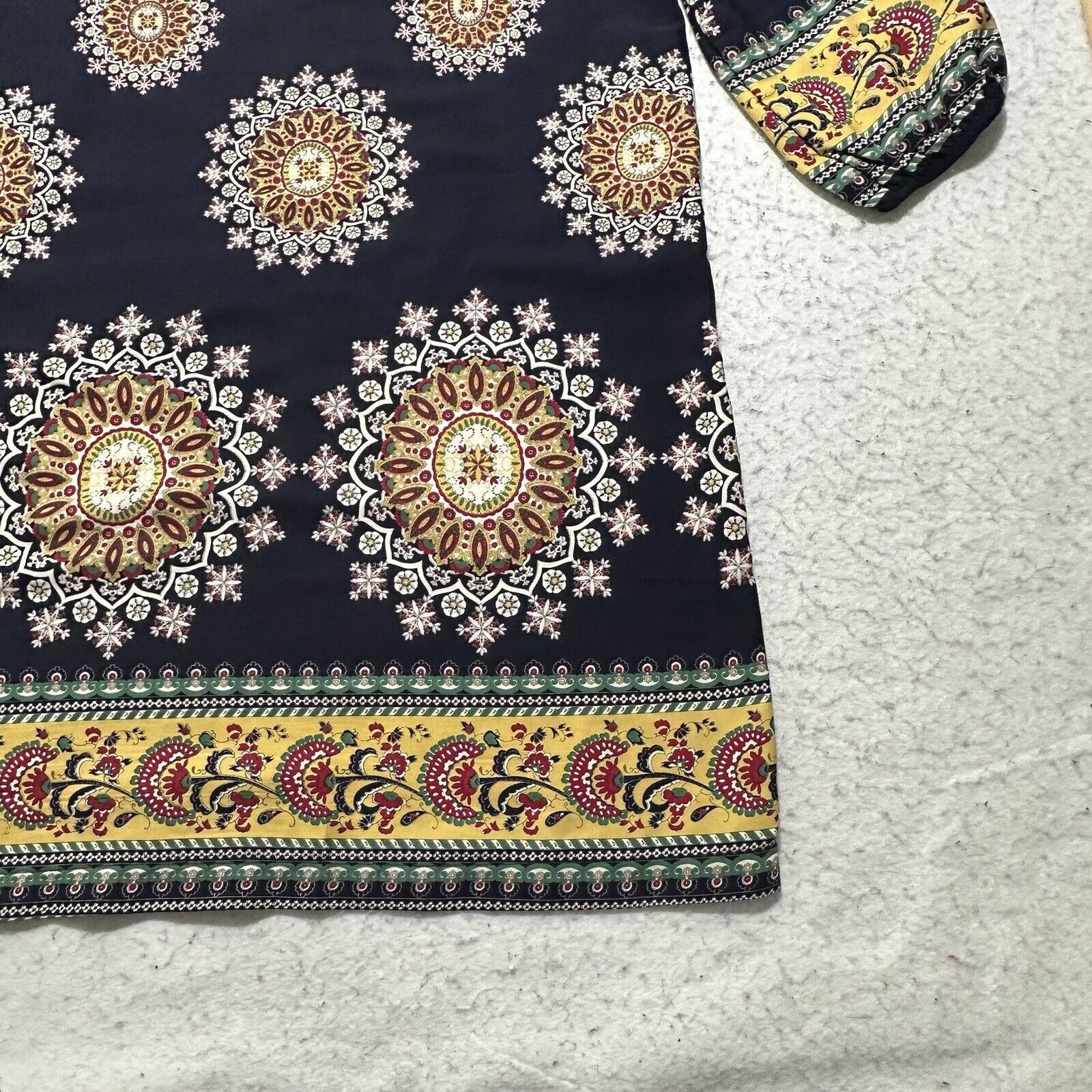 Other OVI Medium Boho Blue Yellow Batik Print Tunic Dress Size M / US 6-8 / IT 42-44 - 13 Thumbnail