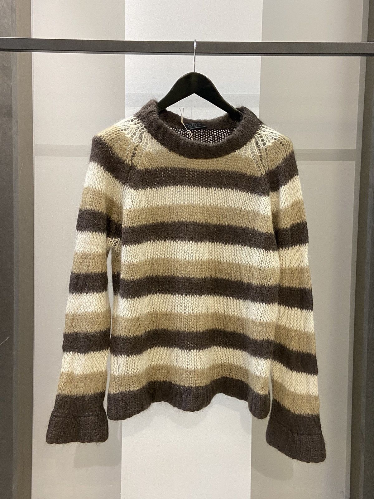 Pre-owned Prada Vintage Striped Mohair Knit Sweater In Multicolor