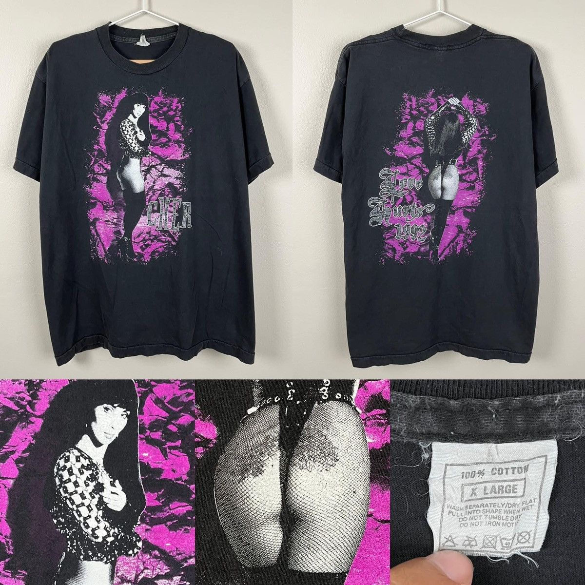 Band Tees × Vintage Vintage 1992 Cher - Love Hurts Cher Band Tour Tee Size US XL / EU 56 / 4 - 3 Thumbnail