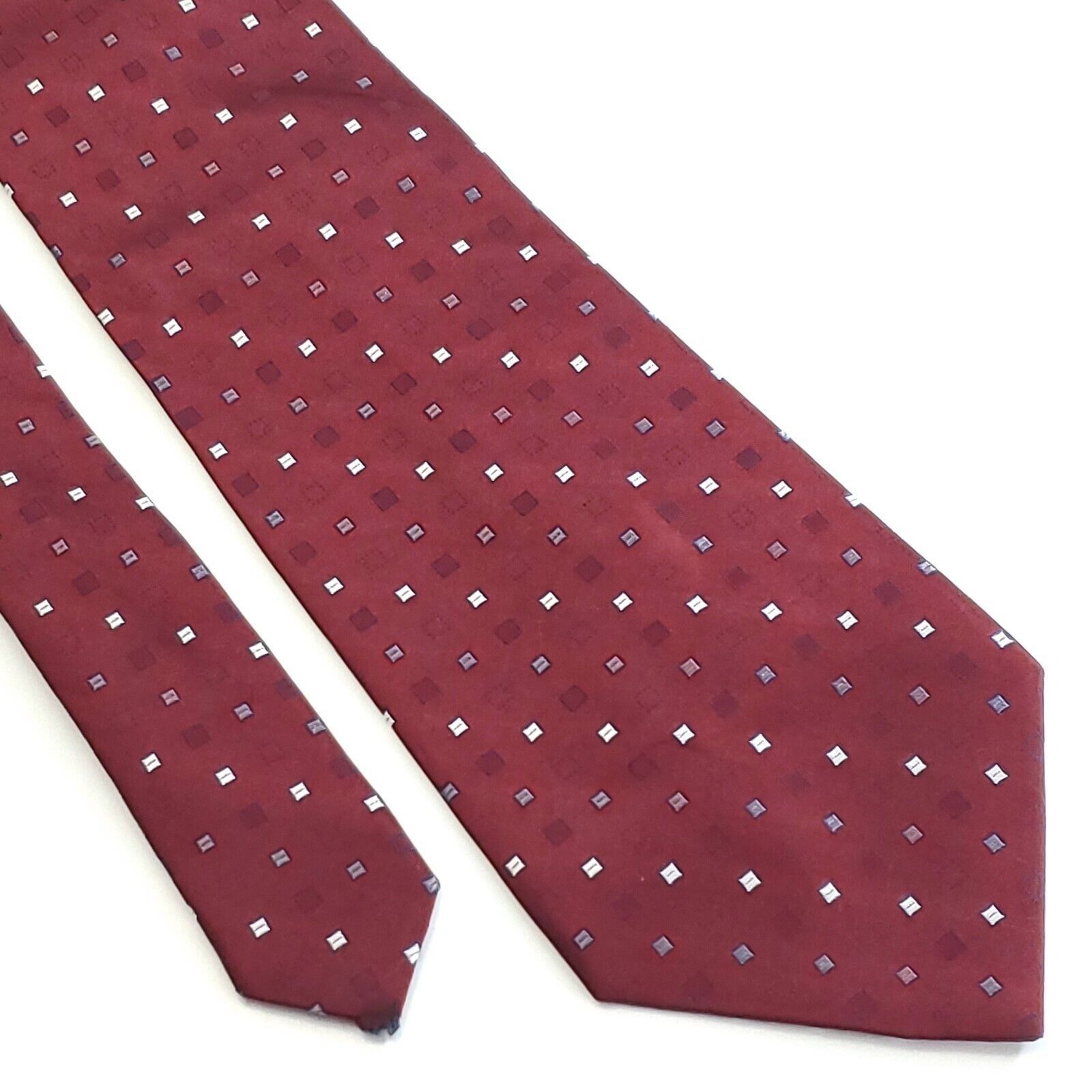 Apt. 9 Apt. 9 Silk Tie Red Burgundy Woven Geometric Gray White Size ONE SIZE - 1 Thumbnail