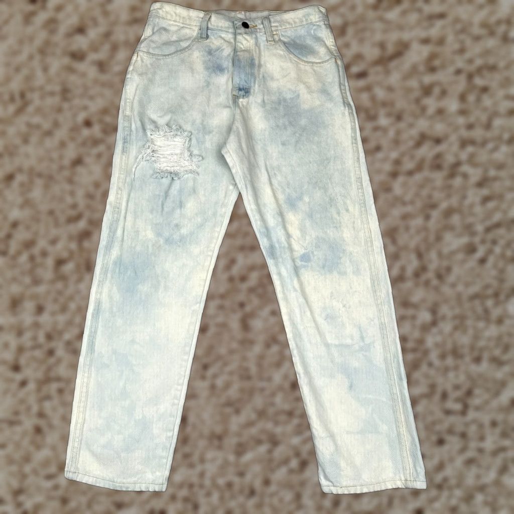 Denime Maverick Jeans Mens 32x30 Blue Denim Acid Wash Straight Leg Distressed Cotton Size US 32 / EU 48 - 1 Thumbnail