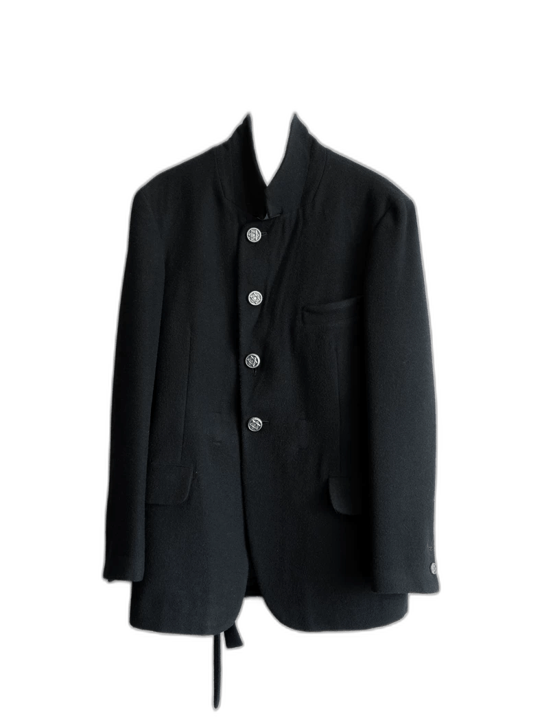Yohji Yamamoto Yohji Yamamoto Yohji Yamamoto Black Jacket with Silver But Size US M / EU 48-50 / 2 - 1 Thumbnail