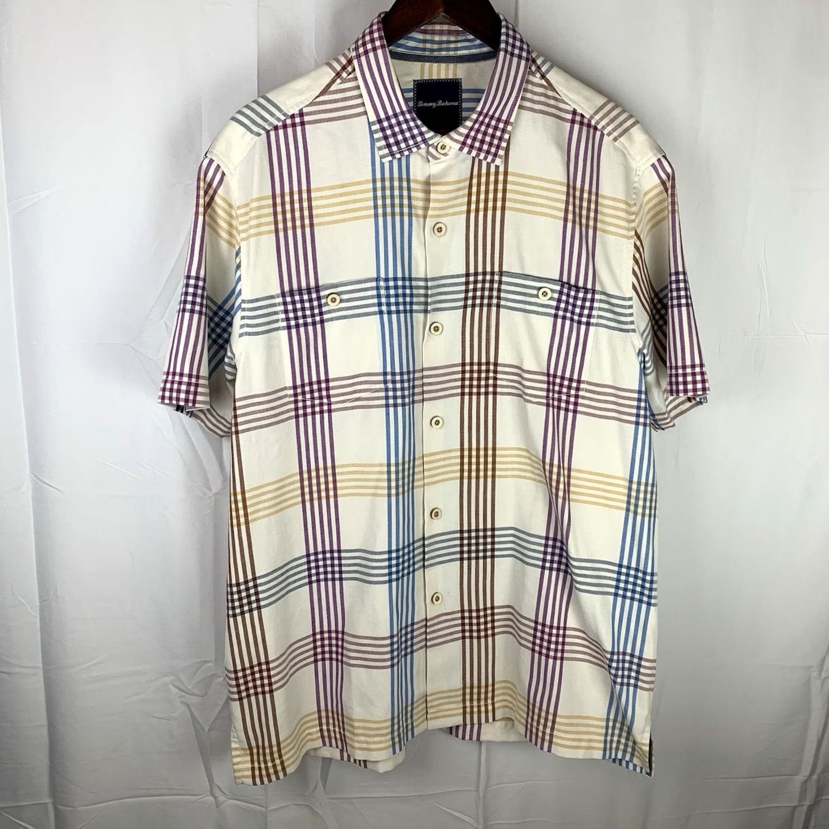 Tommy Bahama Tommy Bahama Island Zone Hawaiian Shirt Mens Size Large Multicolor Plaid Silk Size US L / EU 52-54 / 3 - 2 Thumbnail