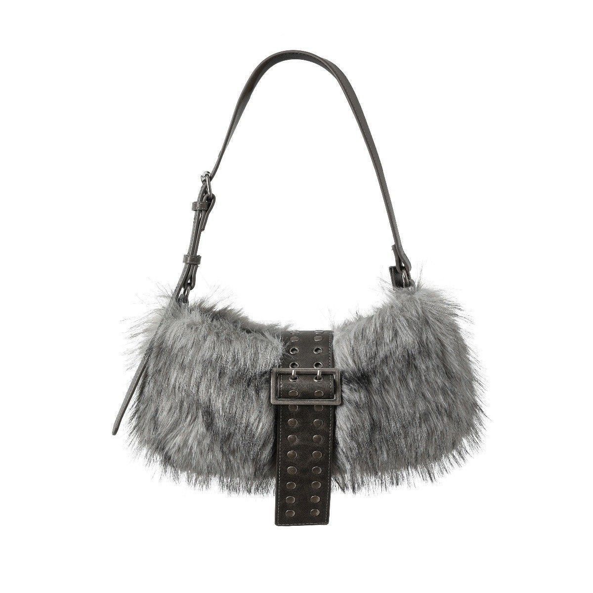 Japanese Brand Faux fur shoulder bag with buckle Size ONE SIZE - 1 Thumbnail