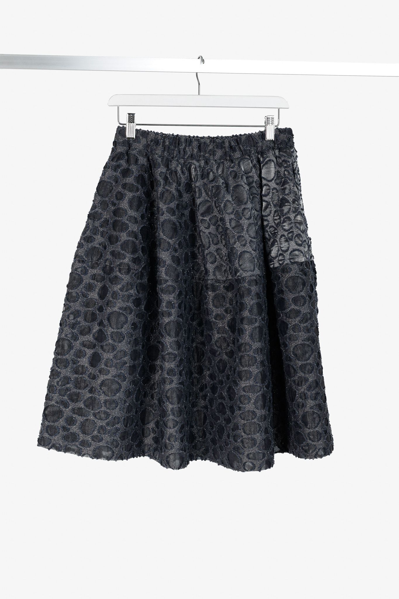 CO Co PF/16 Grey Metallic Spotted-Jacquard Gathered Mini Skirt Size 26" / US 2 / IT 38 - 2 Thumbnail