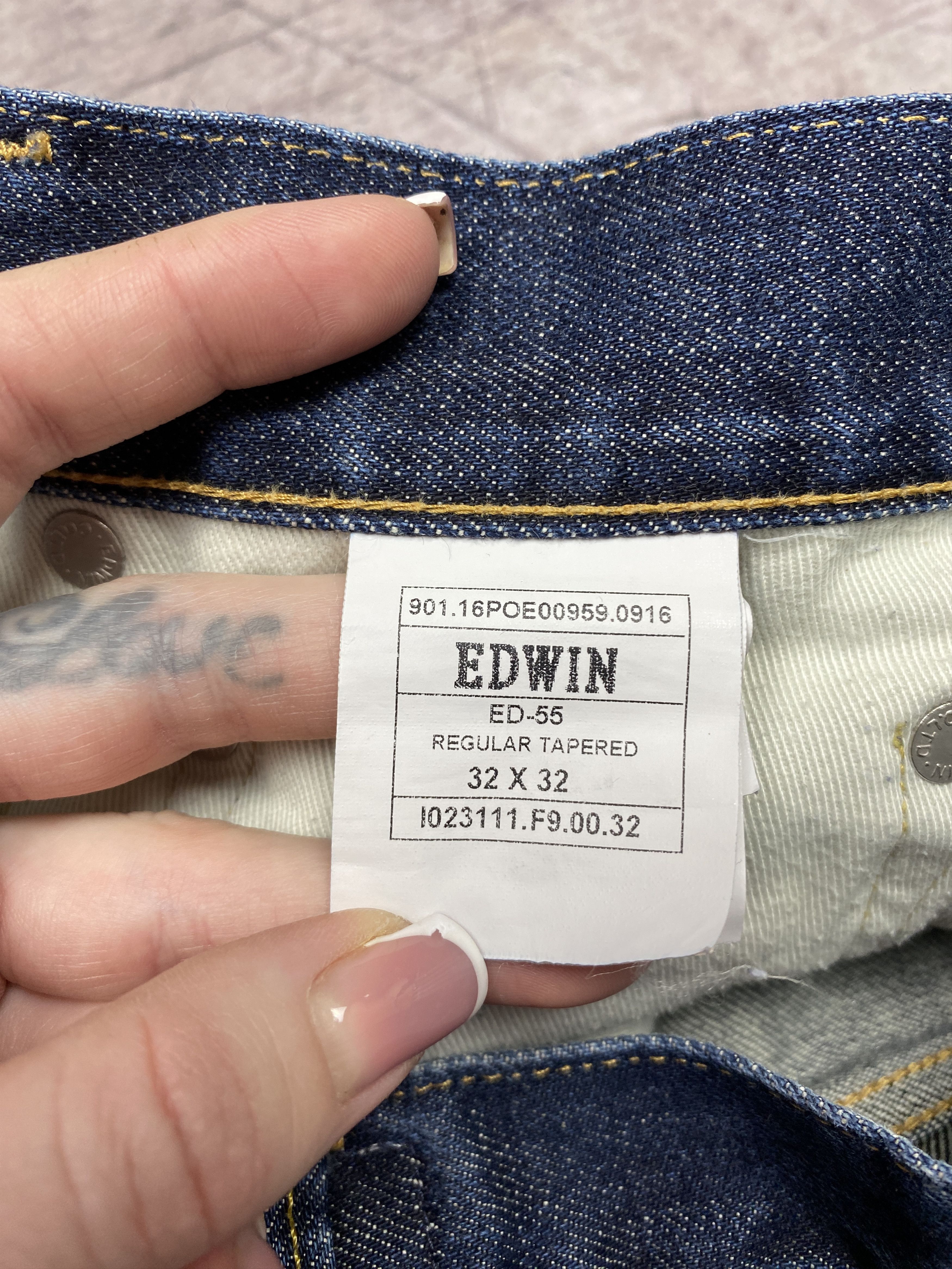 Edwin × Vintage Edwin Mens Regular Tapered Denim Pants Jeans Size US 32 / EU 48 - 9 Thumbnail