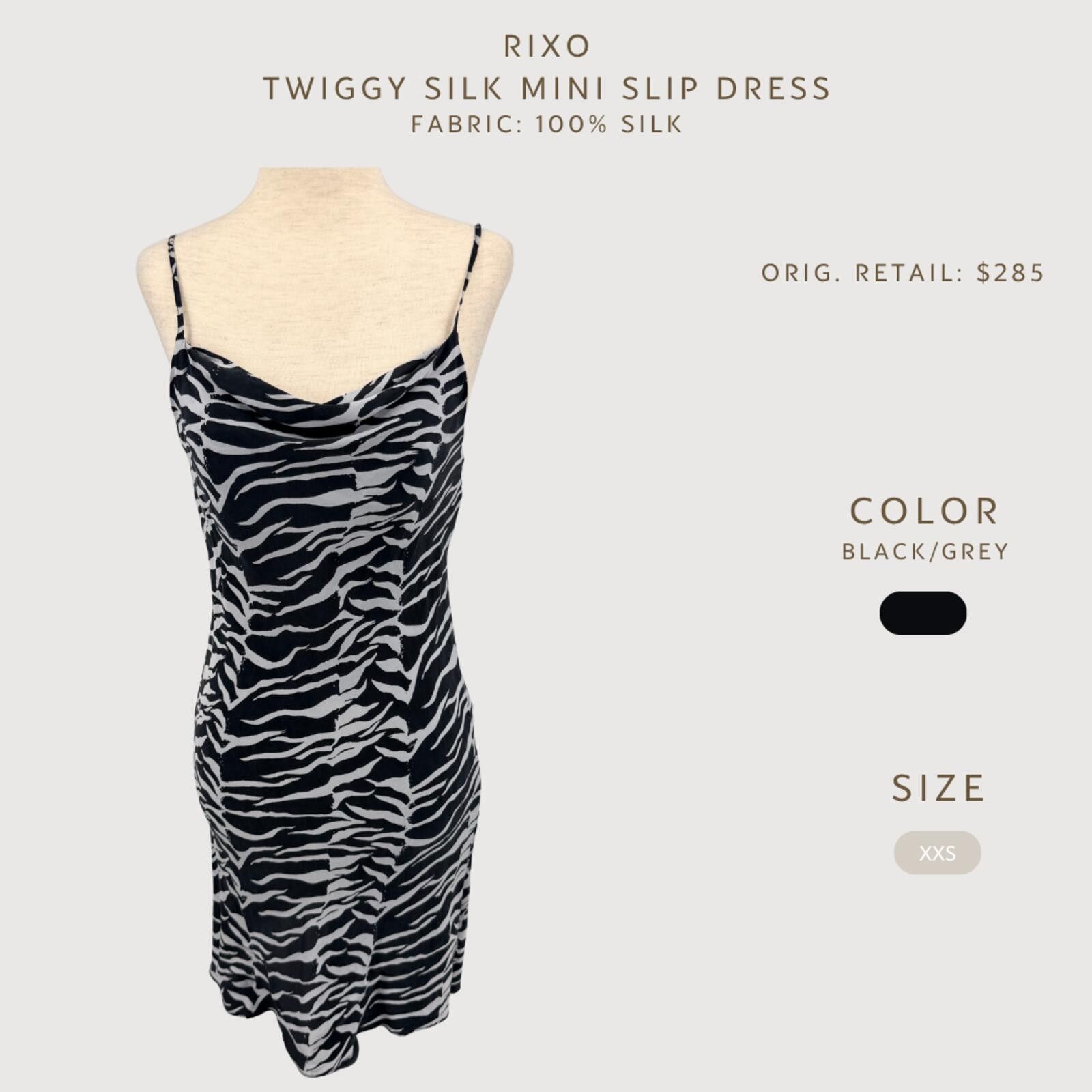 Farm Rio Rixo Twiggy Silk Zebra Print Slip Mini Dress XXS Size XXS / US 00 / IT 34 - 2 Thumbnail
