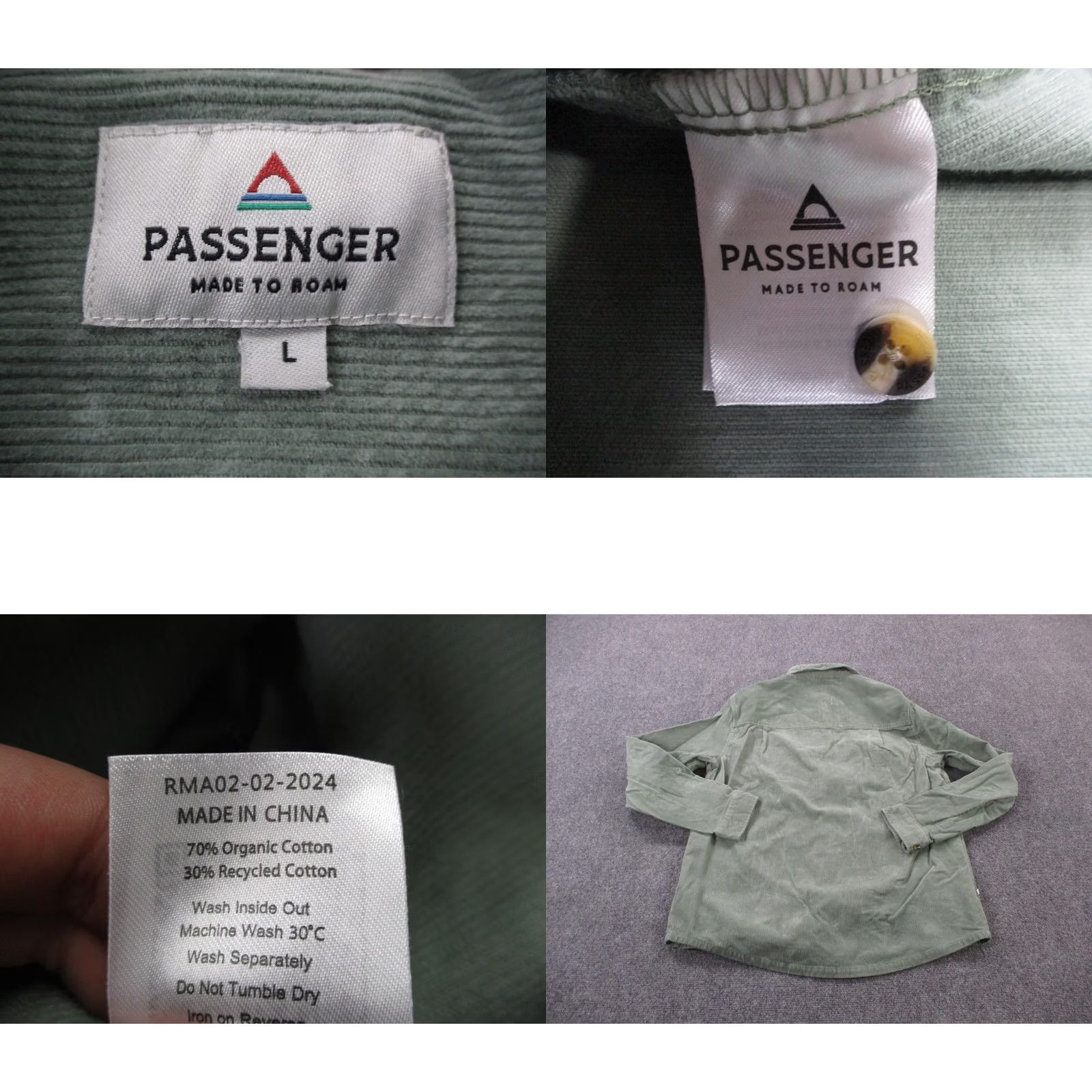Vintage Passenger Shirt Mens L Green Corduroy Button-Up Casual Beach Summer Leather? Size US L / EU 52-54 / 3 - 8 Thumbnail