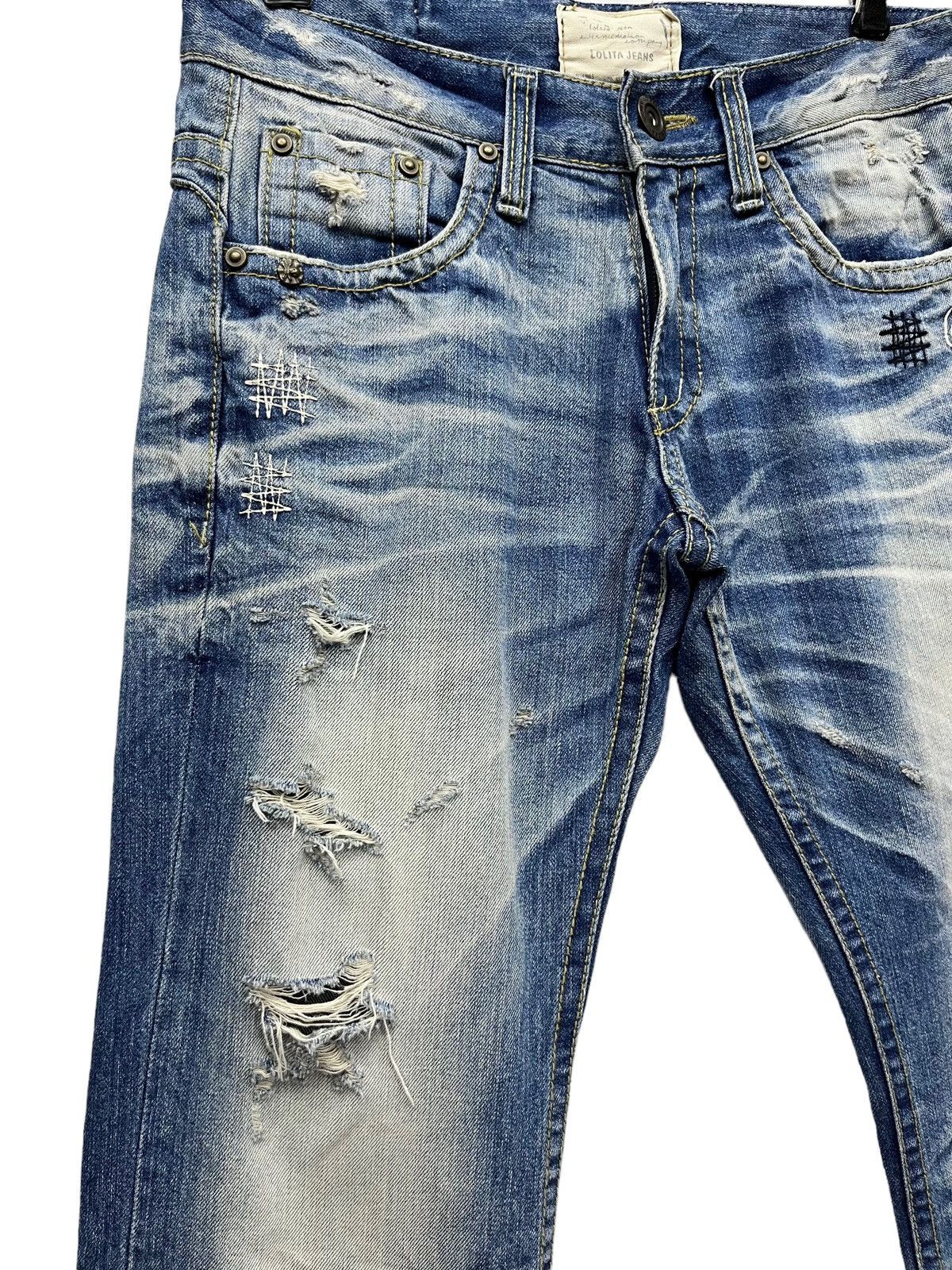 Lolita Jeans FYE🔥LOLITA Skull Embroidery Distressed Exotic Washed Denim Size US 29 - 5 Thumbnail