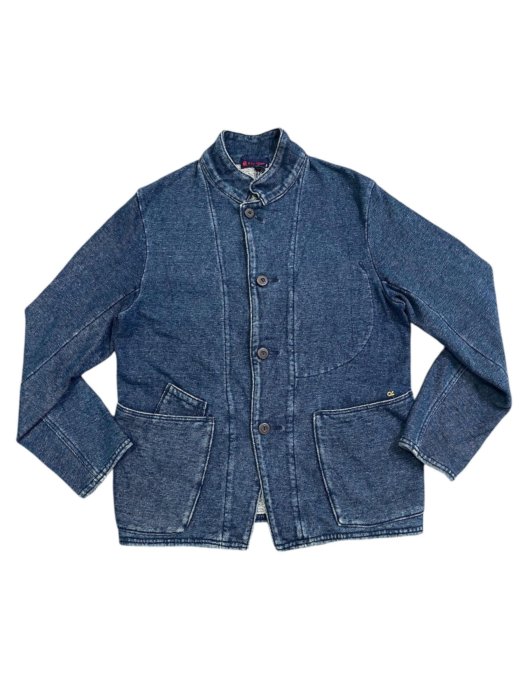 45rpm × Japanese Brand R by 45RPM Blue Indigo Cotton Knit Chore Jacket Size US M / EU 48-50 / 2 - 1 Thumbnail