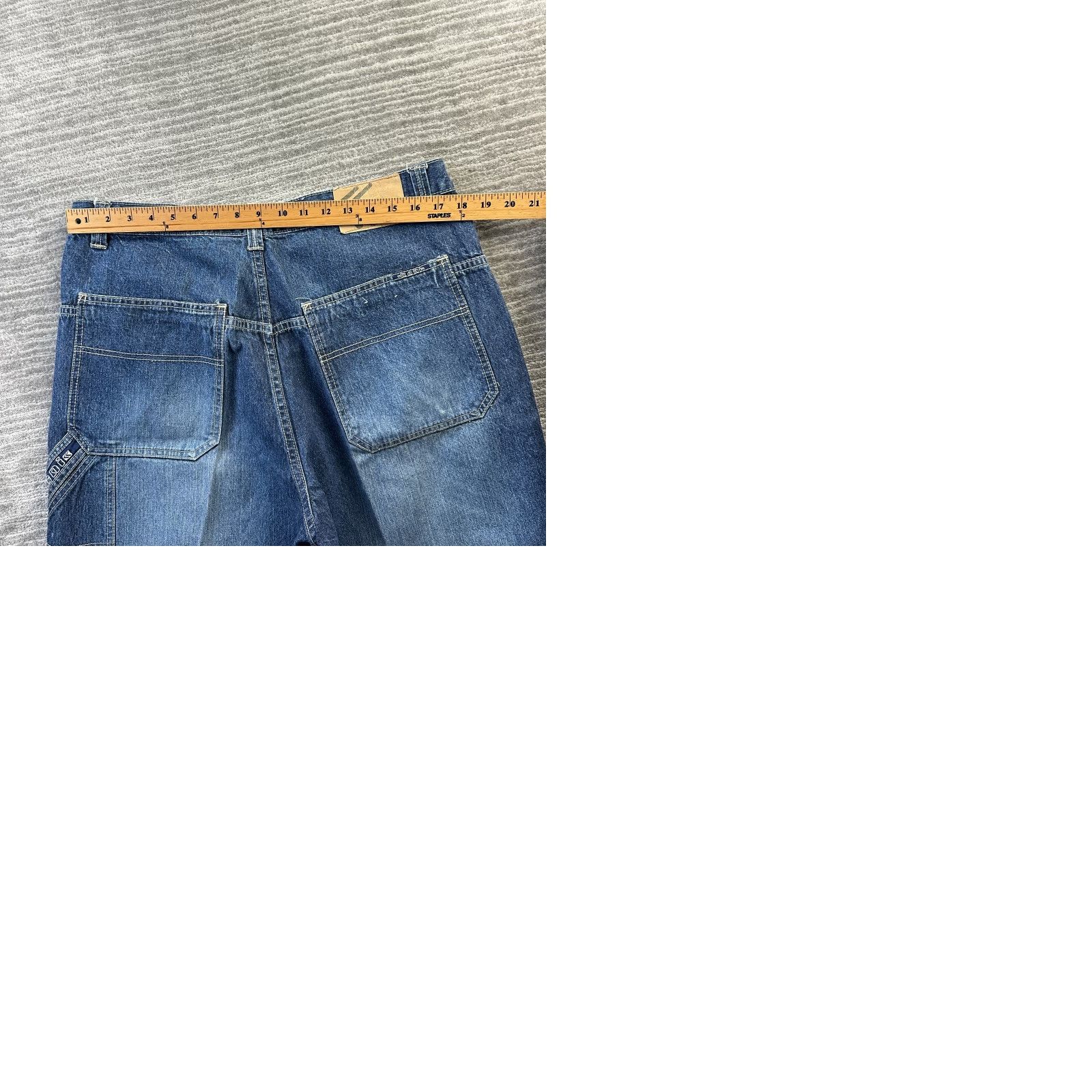 VINTAGE Kani Jeans Mens 36 Inseam 30 Blue Denim Pants Y2K Baggy Hip Hop–5-Pocket Design Straight Rise High 12in