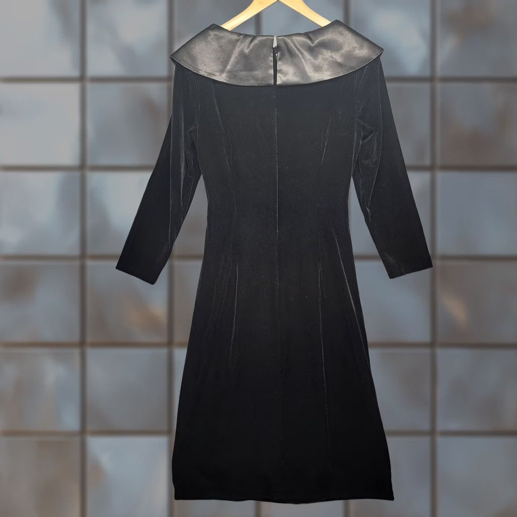 Vintage Jessica Howard Black Velvet Satin Cocktail Dress Womens Midi Evening Party Lined Zip Dress 8 Regular Womens Size M / US 6-8 / IT 42-44 - 1 Thumbnail