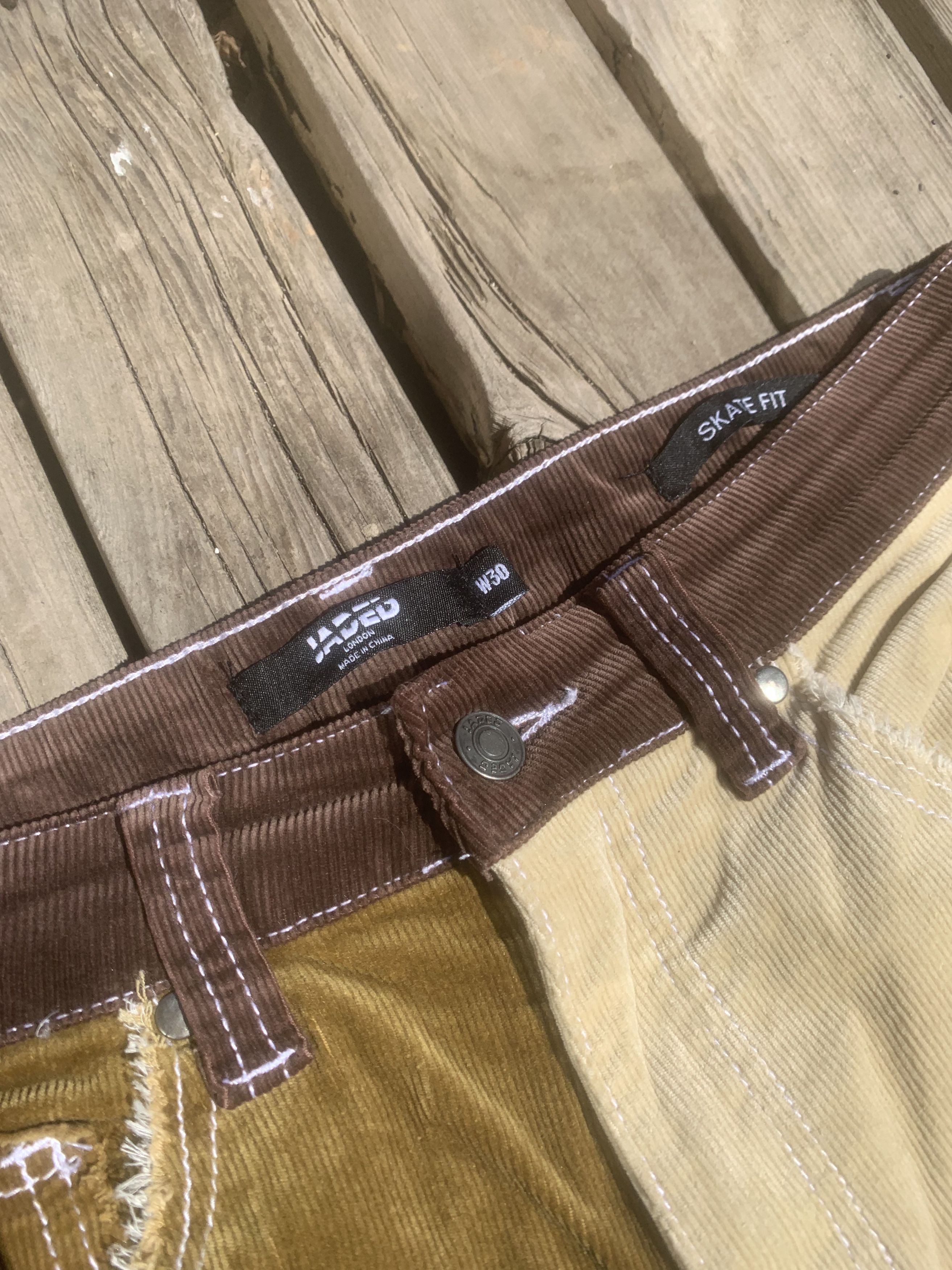 Jaded London Men's Brown Corduroy Patchwork Skate Fit Jeans W30 Size US 30 / EU 46 - 3 Thumbnail