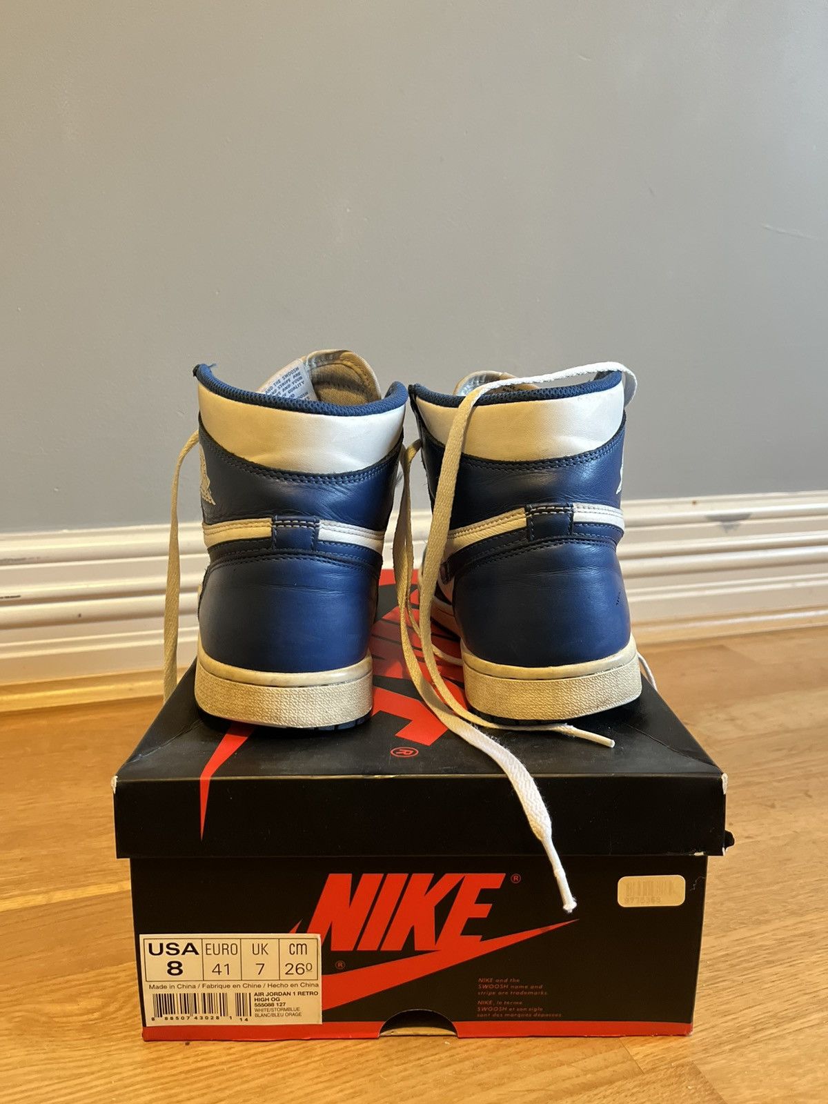 Jordan Brand × Nike Jordan 1 Storm Blue 2016 Retro Size US 8 / EU 41 - 4 Thumbnail