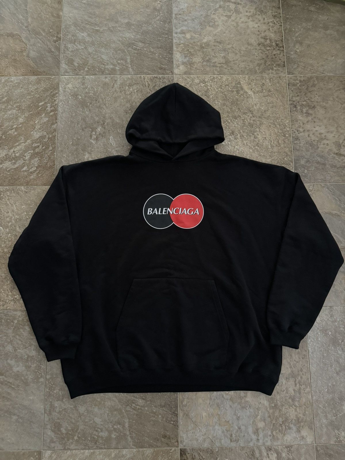 image of Balenciaga Mastercard Hoodie Oversized Fit in Black, Men's (Size XL)