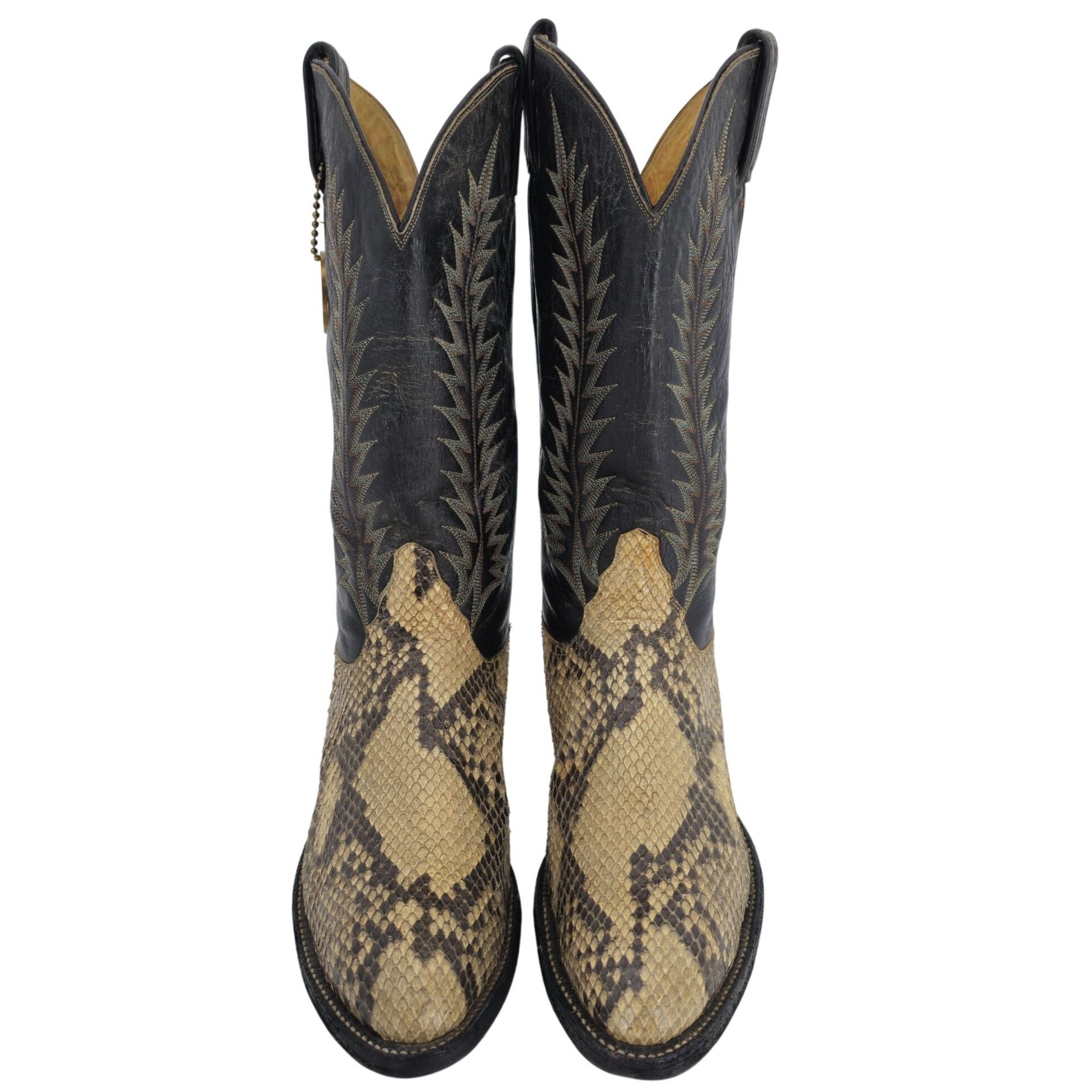 Tony Lama Vintage Exotic Tony Lama Python Snakeskin Men 9 Brown Cowboy Size US 9 / EU 42 - 5 Thumbnail