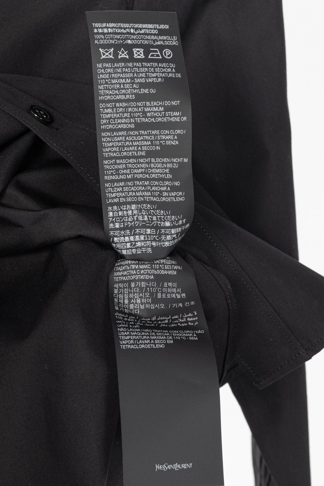Saint Laurent Paris Saint Laurent Black Cotton-Poplin Buttoned Shirt Size S / US 4 / IT 40 - 10 Thumbnail