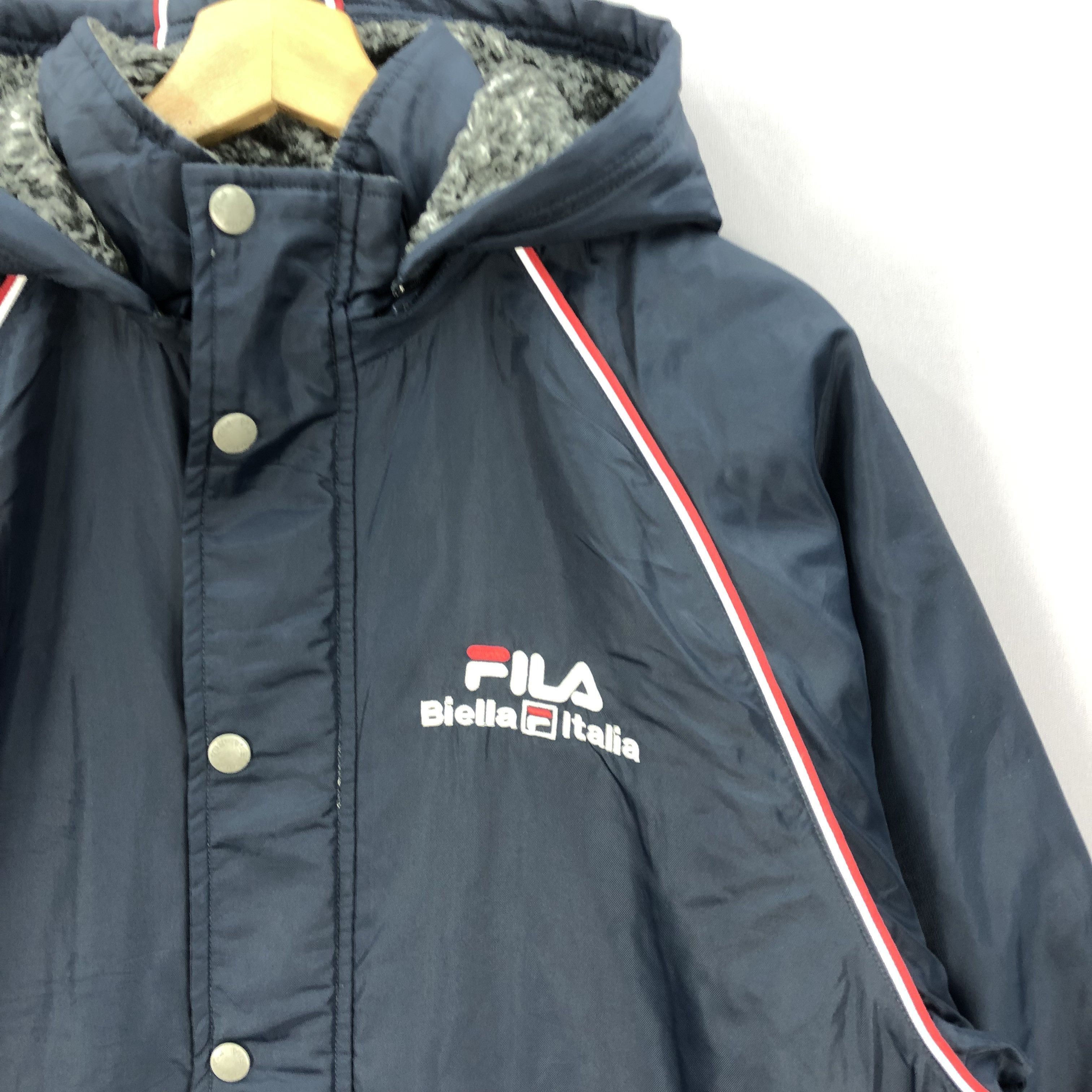Fila × Vintage Vintage Fila Fleece Hoodie Windbreaker Long Coach Jacket Size US L / EU 52-54 / 3 - 5 Thumbnail