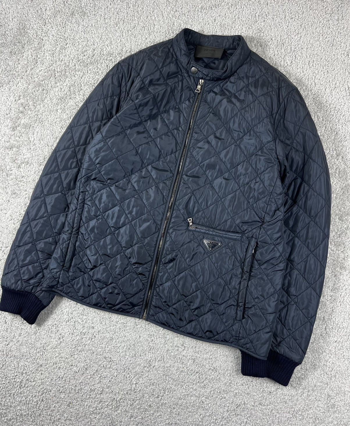 Prada Prada Triangle Quilted Blue Jacket Size L Size US L / EU 52-54 / 3 - 3 Thumbnail