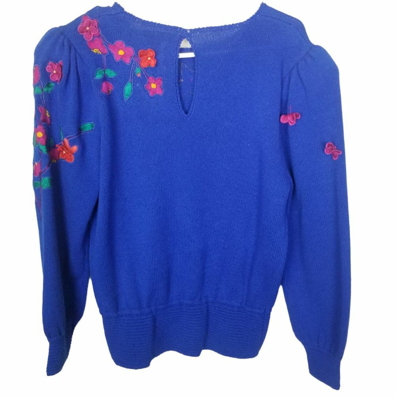 Neiman Marcus VTG Annie Crimmins Umi Collections Sweater Floral Applique Size M / US 6-8 / IT 42-44 - 8 Thumbnail