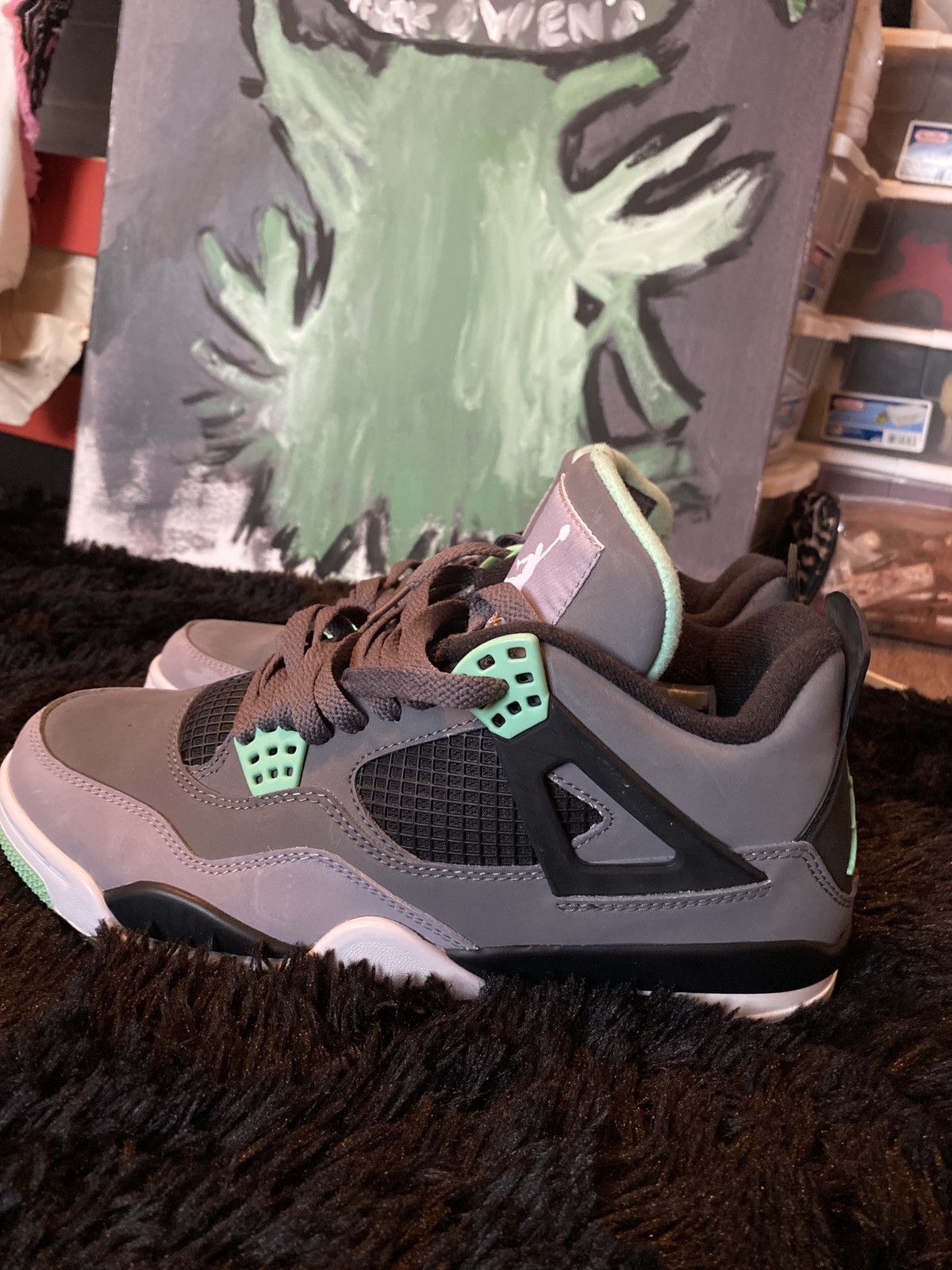 Jordan Brand Air Jordan 4 retro Green Glow Grey Size US 8.5 / EU 41-42 - 4 Thumbnail