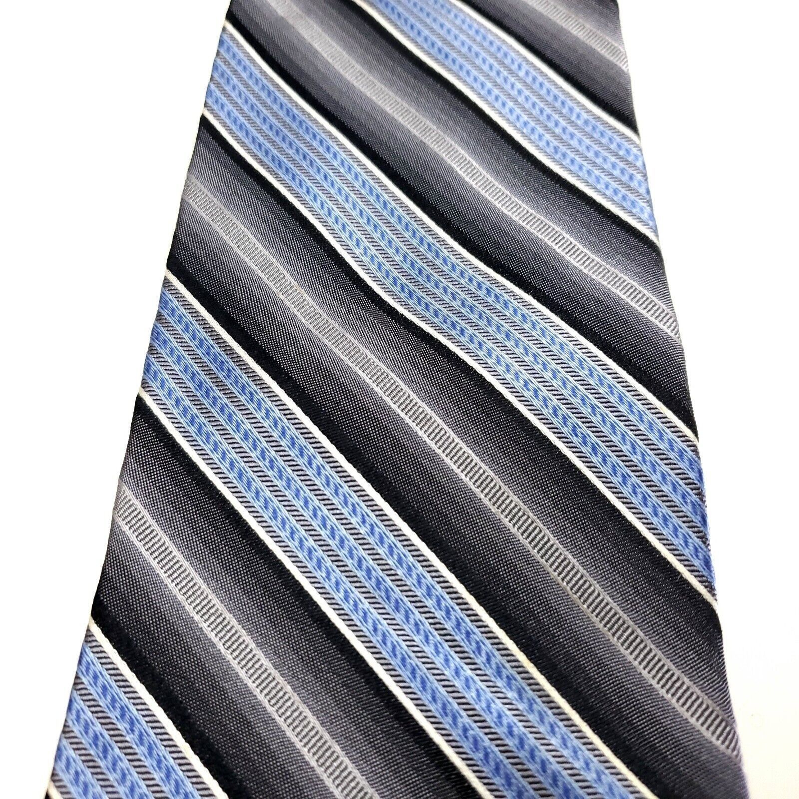 Joseph & Feiss Joseph Feiss International Woven Gray Blue Striped Silk Tie Size ONE SIZE - 2 Thumbnail