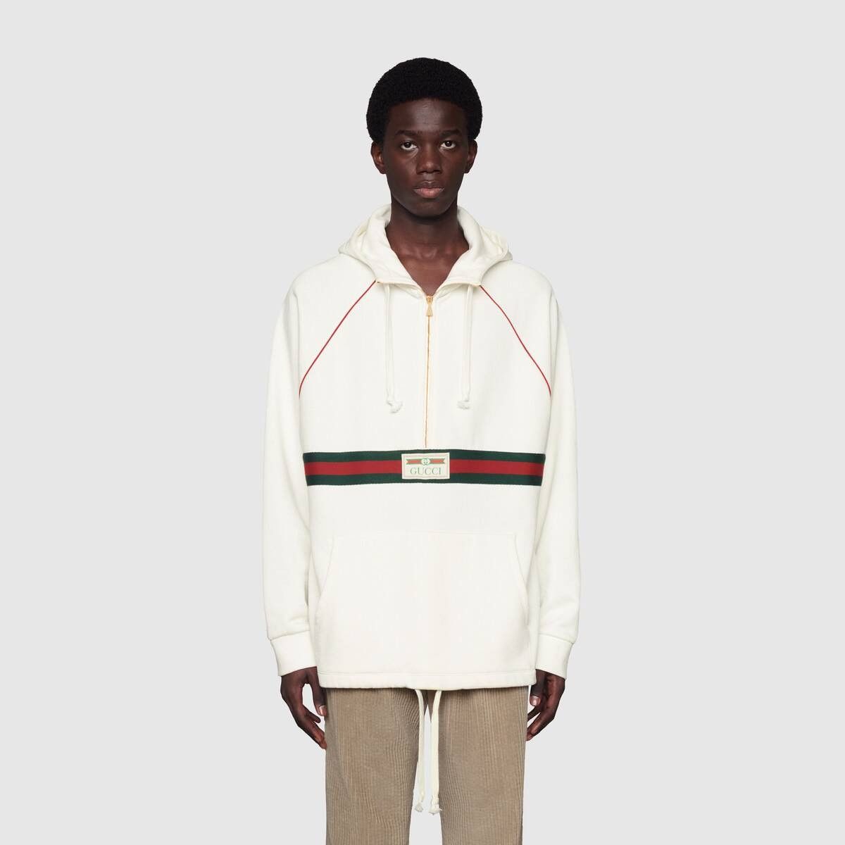 Gucci o1s1wg111025 Sweatshirt With Web and Gucci Label in Ivory Size US XXL / EU 58 / 5 - 3 Thumbnail