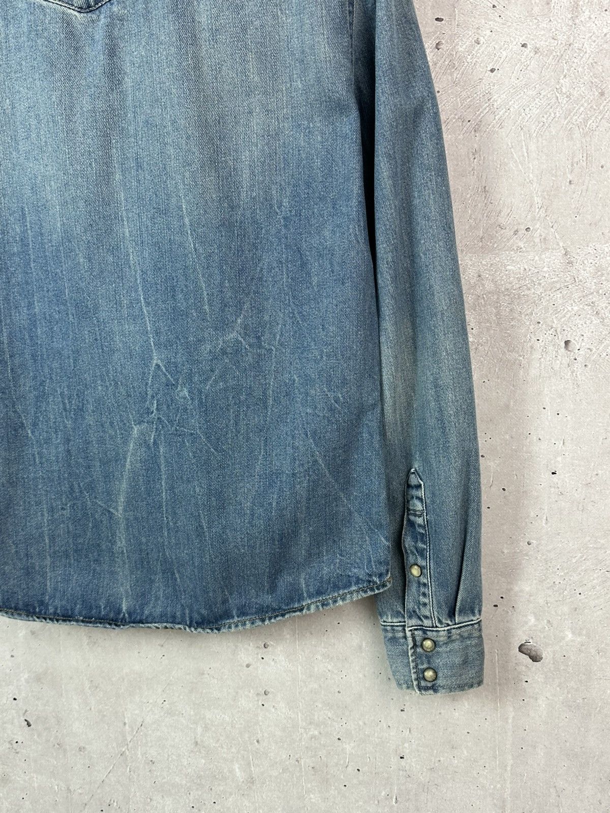 Allsaints AllSaints Bedford Blue Washed Cotton Long Sleeve Denim Shirt Size US M / EU 48-50 / 2 - 9 Thumbnail