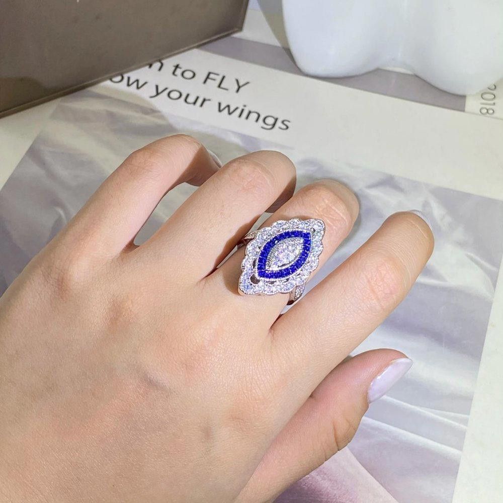 Designer Vintage 2.35CT White & Blue Sapphire Art Deco Ring - Size 7 Size ONE SIZE - 7 Thumbnail